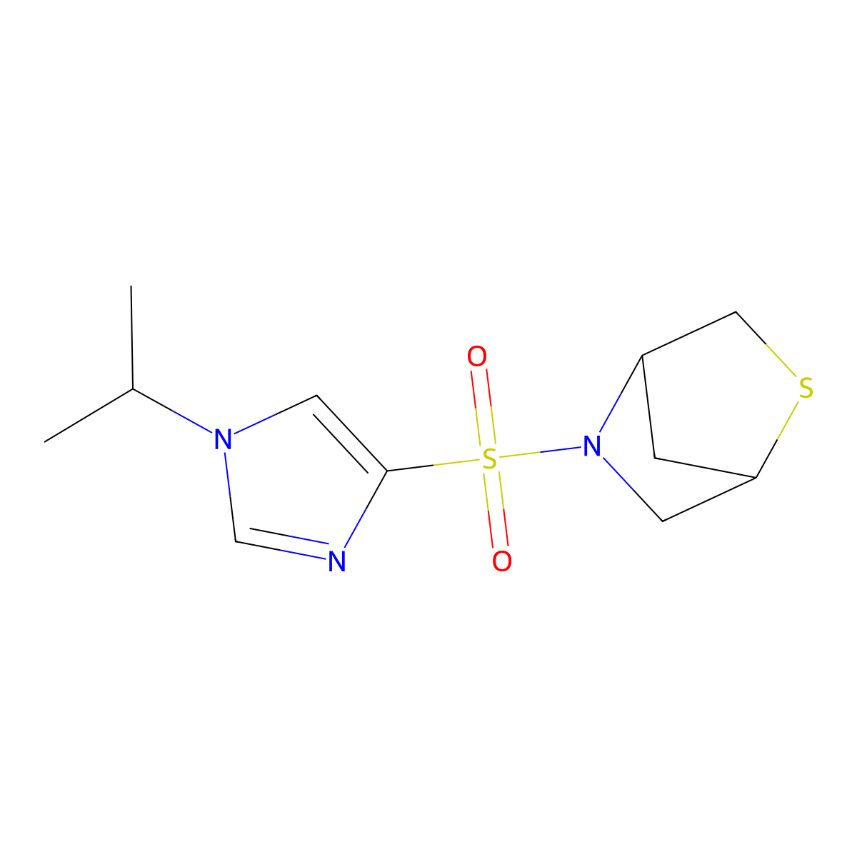 5-((1-isopropyl-1H-imidazol-4-yl)sulfonyl)-2-thia-5-azabicyclo[2.2.1]heptane molecular structure, CAS 2097894-73-8