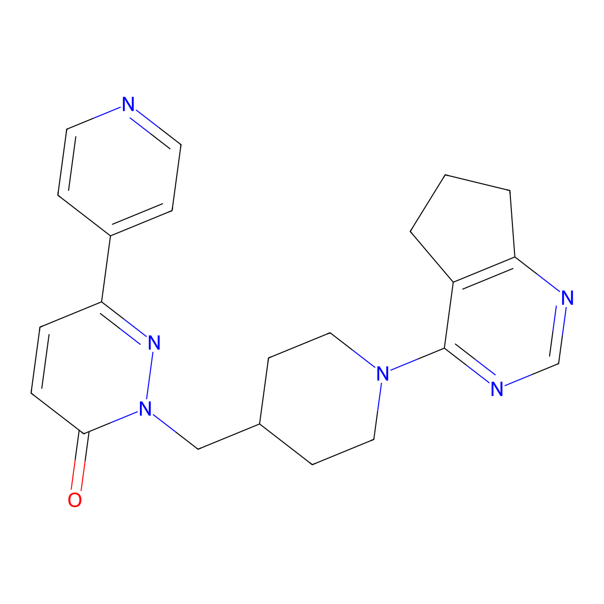 2-[(1-{5H,6H,7H-cyclopenta[d]pyrimidin-4-yl}piperidin-4-yl)methyl]-6-(pyridin-4-yl)-2,3-dihydropyridazin-3-one molecular structure, CAS 2097894-82-9