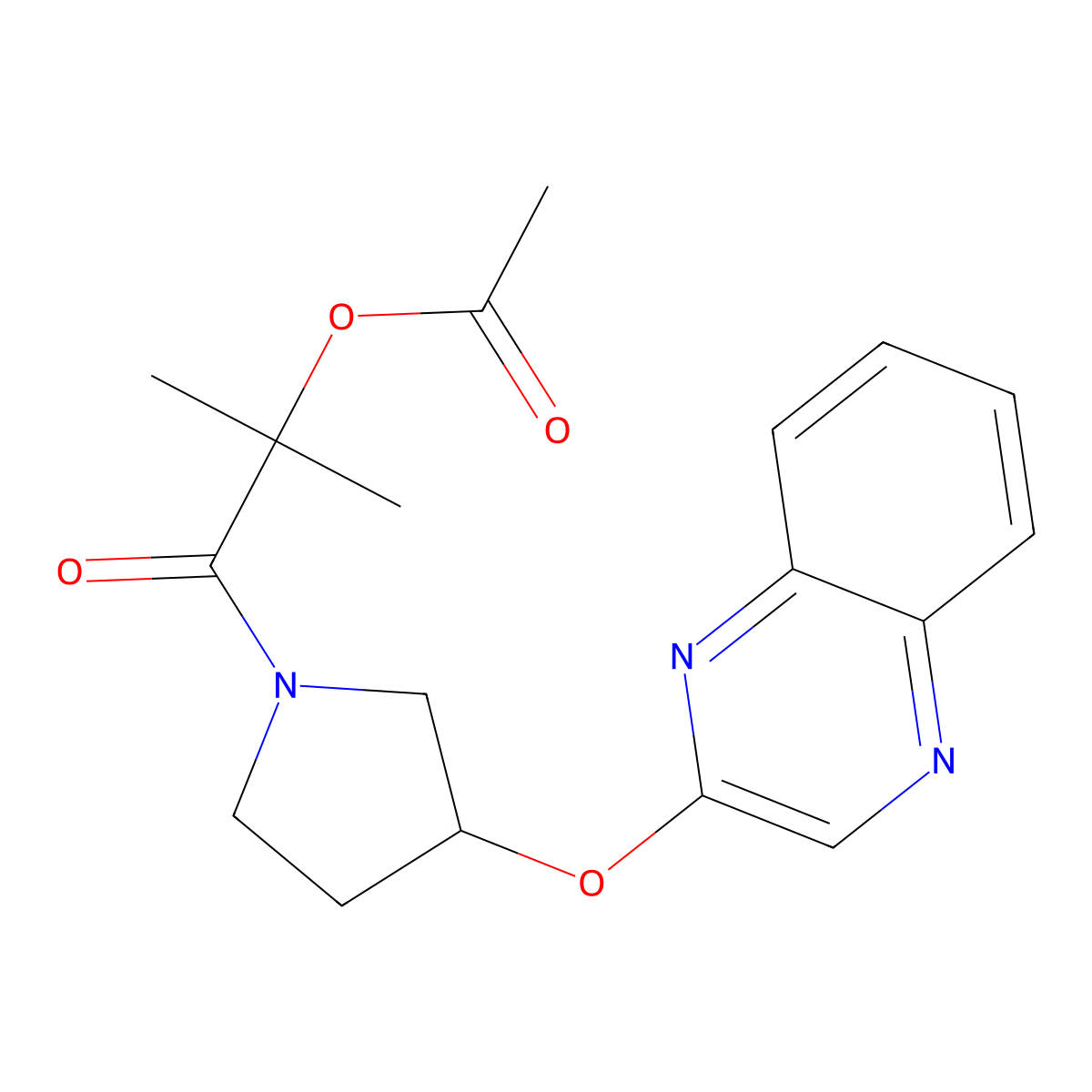 2-Methyl-1-oxo-1-[3-(quinoxalin-2-yloxy)pyrrolidin-1-yl]propan-2-yl acetate molecular structure, CAS 2097894-85-2