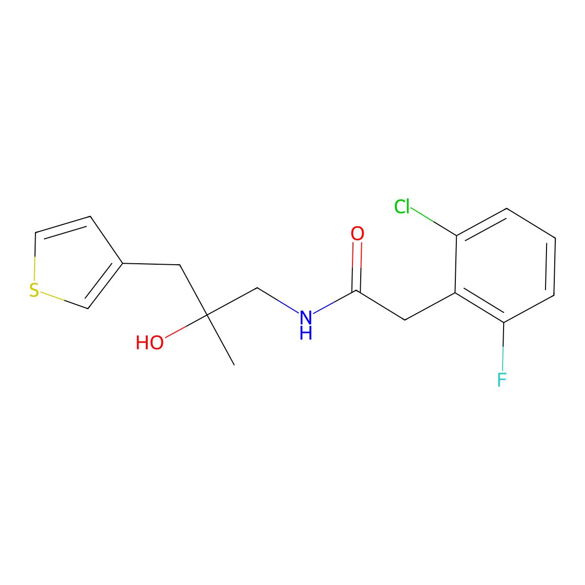 2-(2-chloro-6-fluorophenyl)-N-{2-hydroxy-2-[(thiophen-3-yl)methyl]propyl}acetamide molecular structure, CAS 2097894-87-4