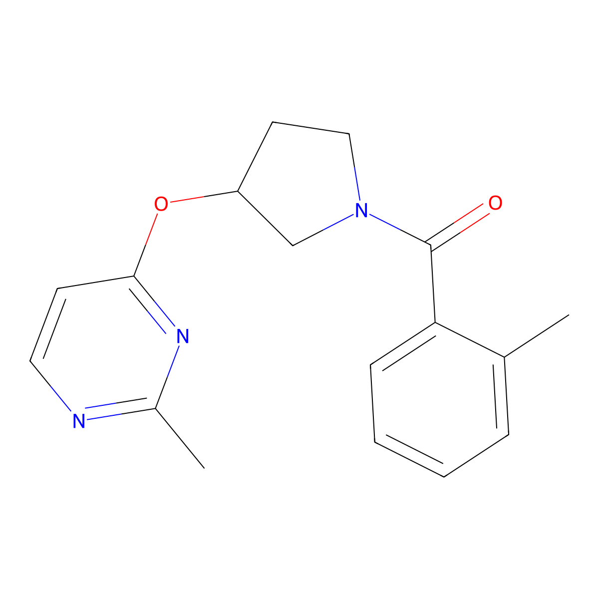 2-Methyl-4-{[1-(2-methylbenzoyl)pyrrolidin-3-yl]oxy}pyrimidine molecular structure, CAS 2097894-89-6