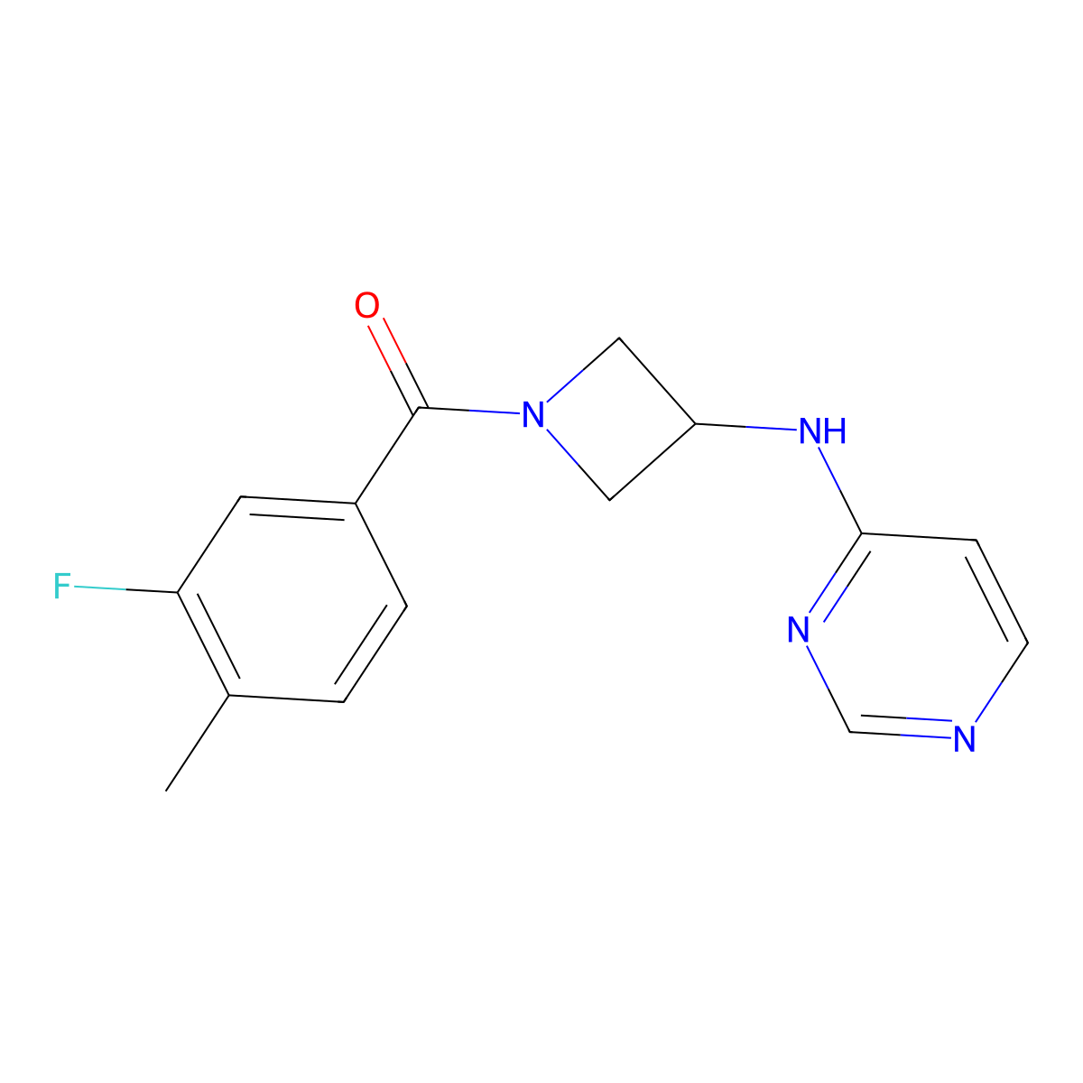 N-[1-(3-fluoro-4-methylbenzoyl)azetidin-3-yl]pyrimidin-4-amine molecular structure, CAS 2097894-90-9