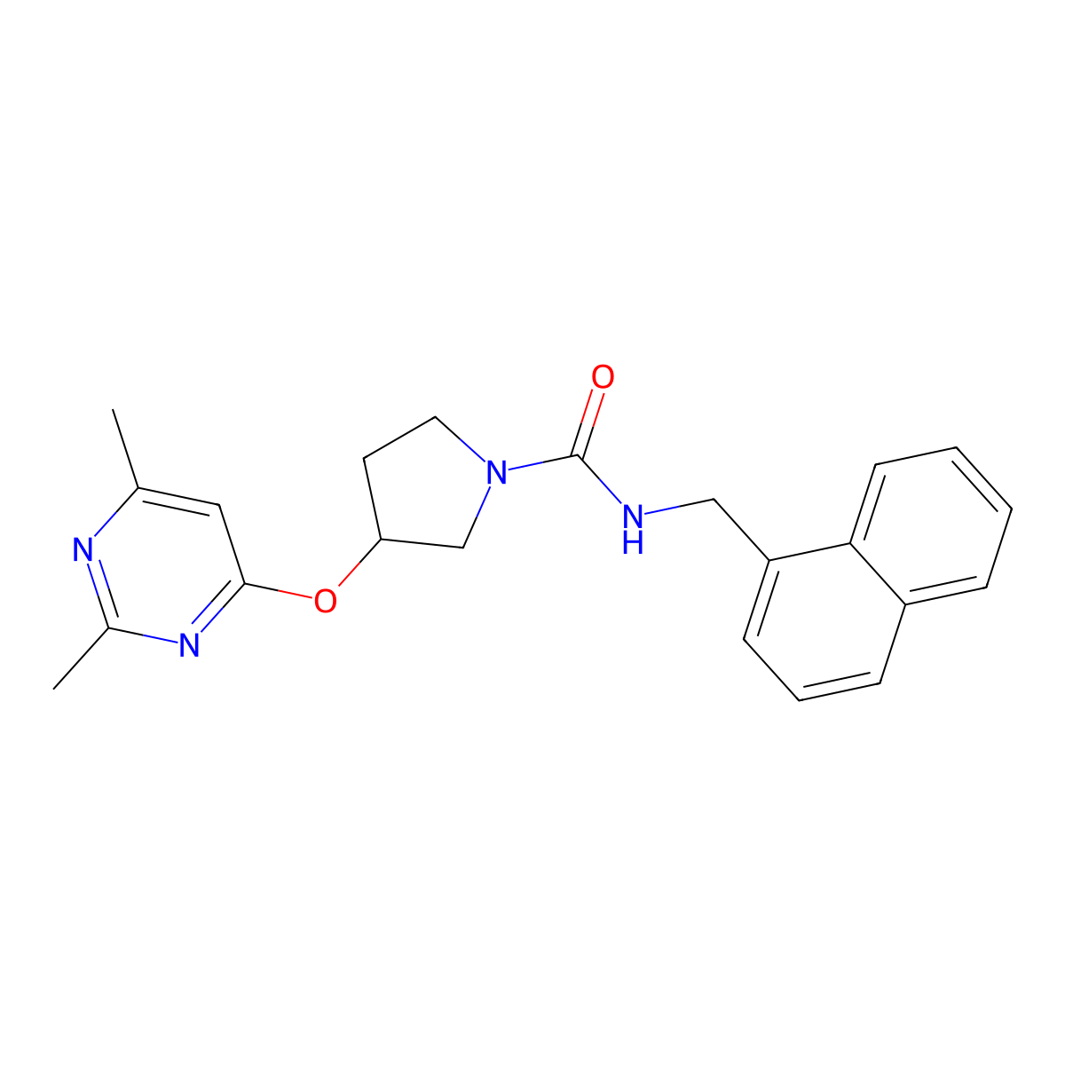 3-[(2,6-dimethylpyrimidin-4-yl)oxy]-N-[(naphthalen-1-yl)methyl]pyrrolidine-1-carboxamide molecular structure, CAS 2097895-04-8