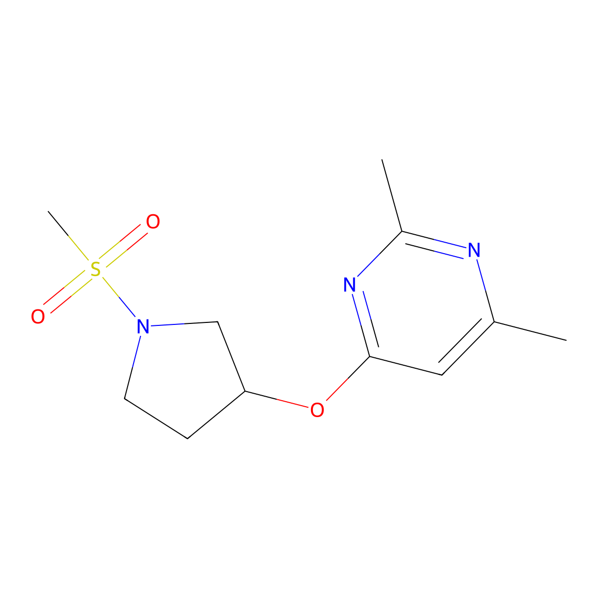 4-[(1-Methanesulfonylpyrrolidin-3-yl)oxy]-2,6-dimethylpyrimidine molecular structure, CAS 2097895-06-0
