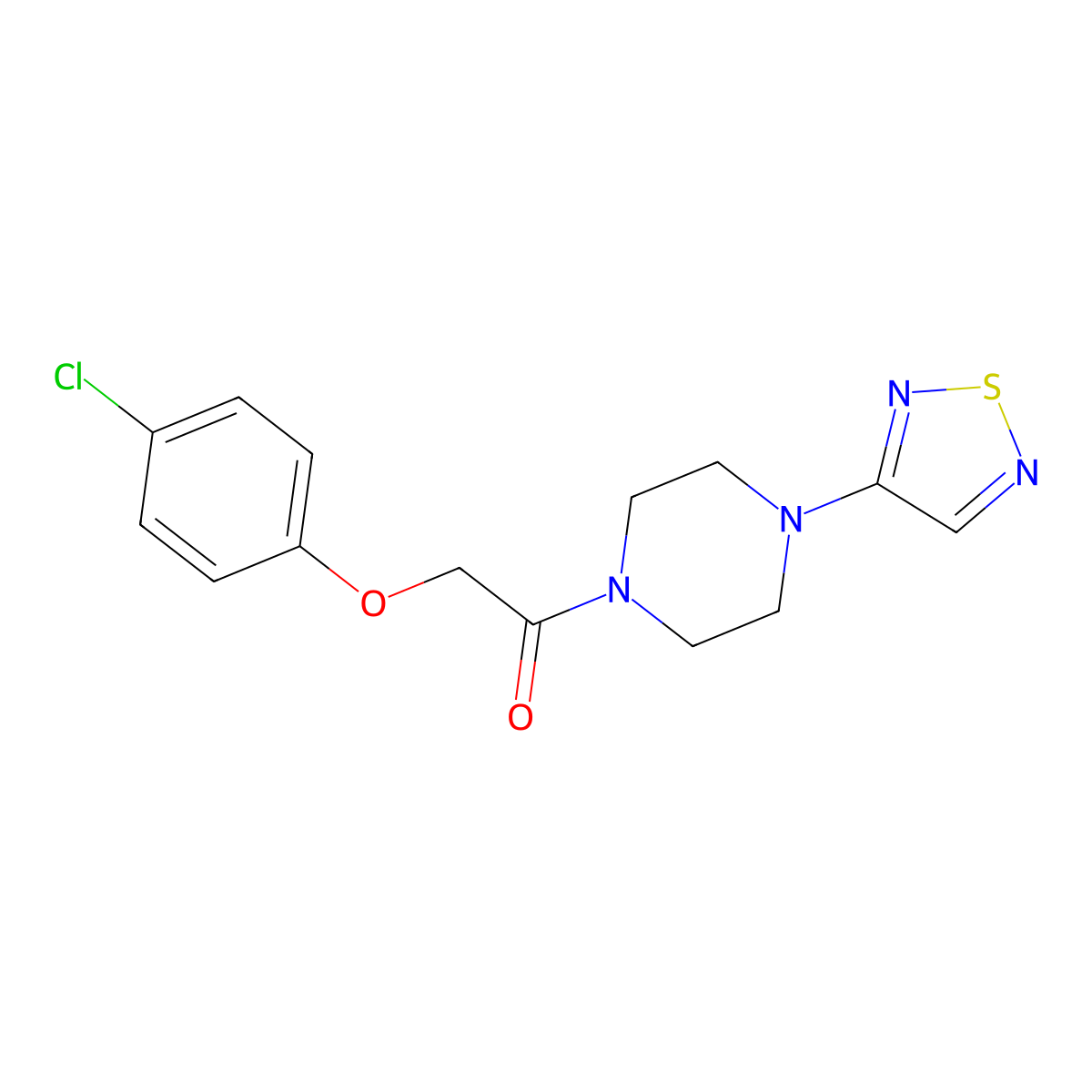2-(4-Chlorophenoxy)-1-[4-(1,2,5-thiadiazol-3-yl)piperazin-1-yl]ethan-1-one molecular structure, CAS 2097895-09-3