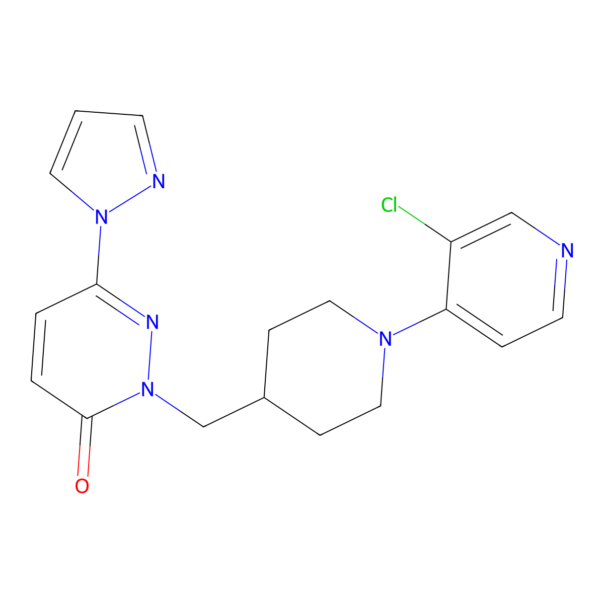 2-{[1-(3-chloropyridin-4-yl)piperidin-4-yl]methyl}-6-(1H-pyrazol-1-yl)-2,3-dihydropyridazin-3-one molecular structure, CAS 2097895-10-6
