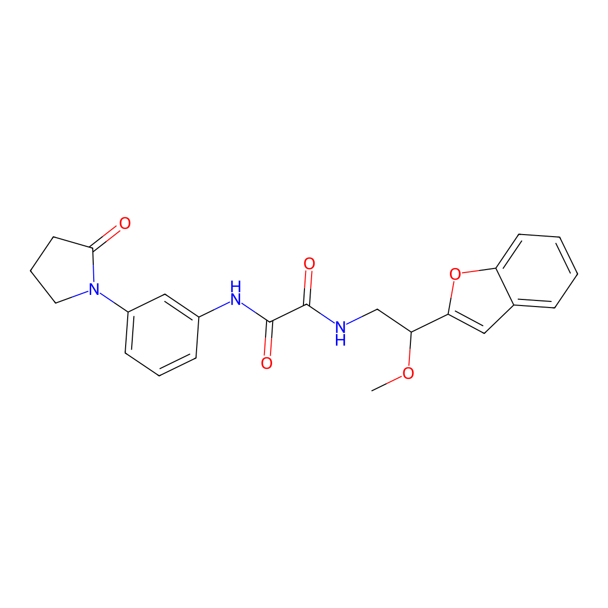 N-[2-(1-benzofuran-2-yl)-2-methoxyethyl]-N'-[3-(2-oxopyrrolidin-1-yl)phenyl]ethanediamide molecular structure, CAS 2097895-20-8