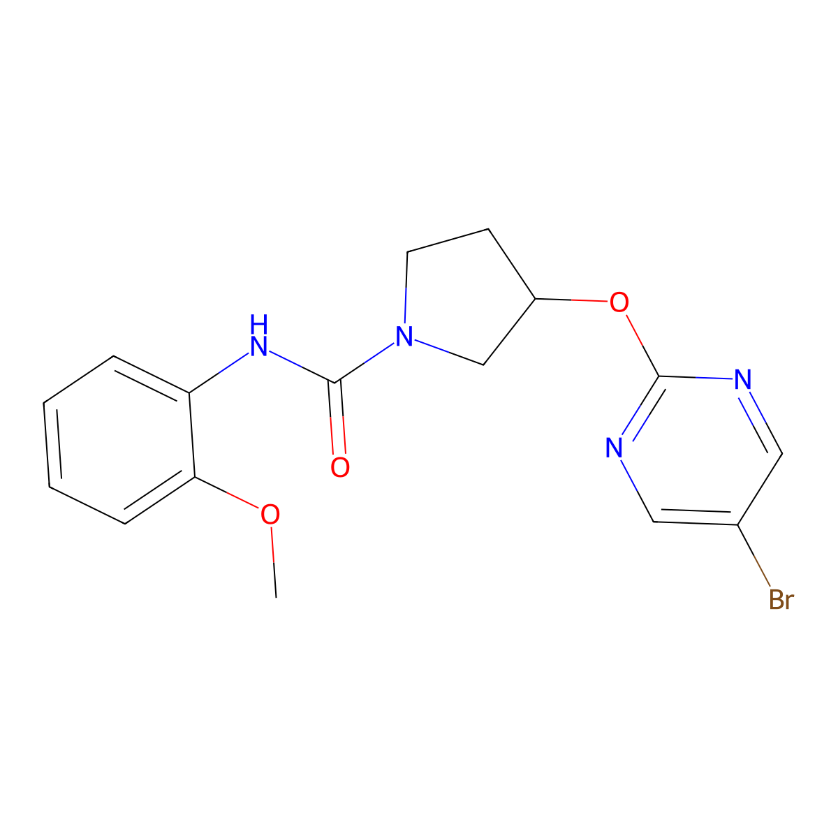 3-[(5-bromopyrimidin-2-yl)oxy]-N-(2-methoxyphenyl)pyrrolidine-1-carboxamide molecular structure, CAS 2097895-30-0