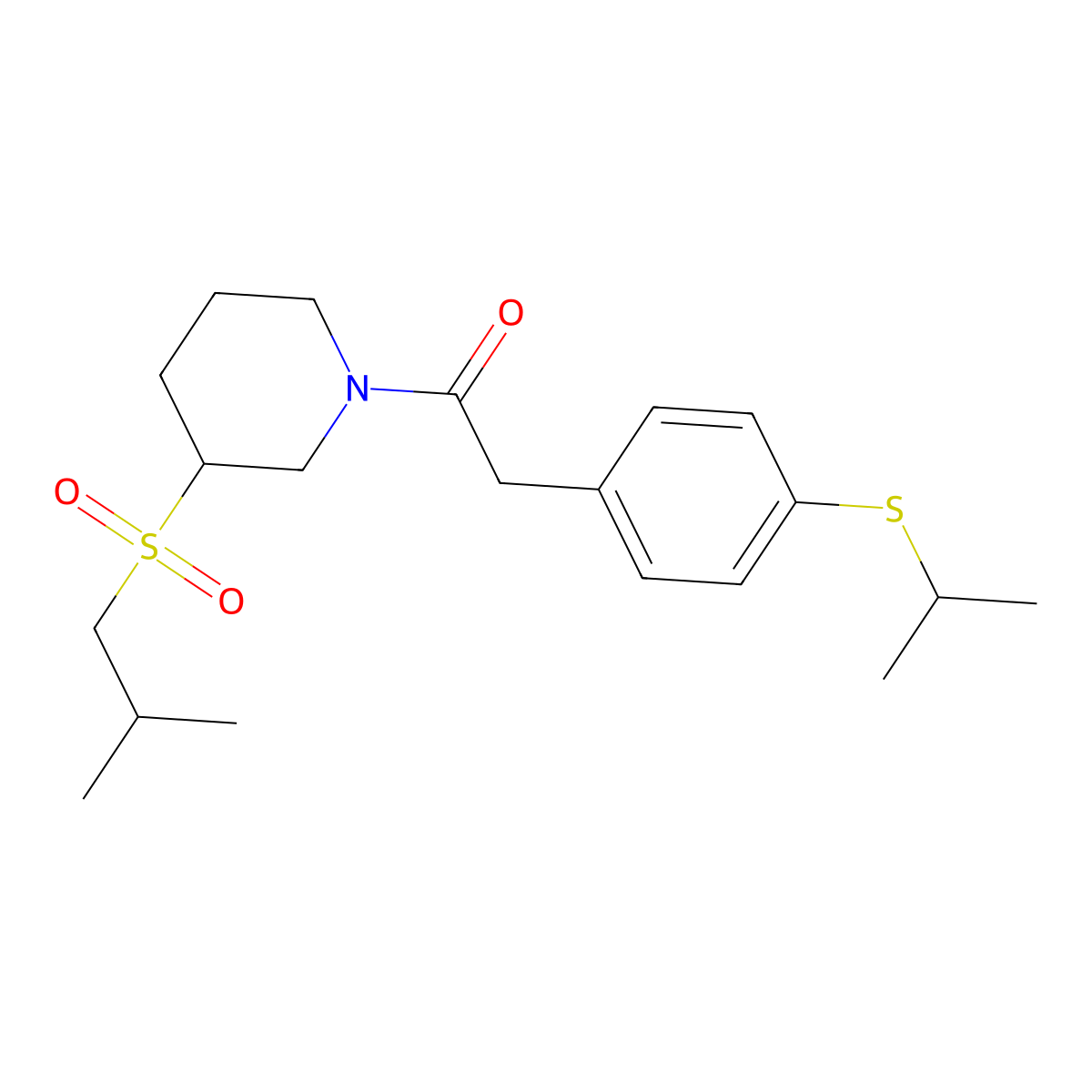 1-[3-(2-Methylpropanesulfonyl)piperidin-1-yl]-2-[4-(propan-2-ylsulfanyl)phenyl]ethan-1-one molecular structure, CAS 2097895-40-2