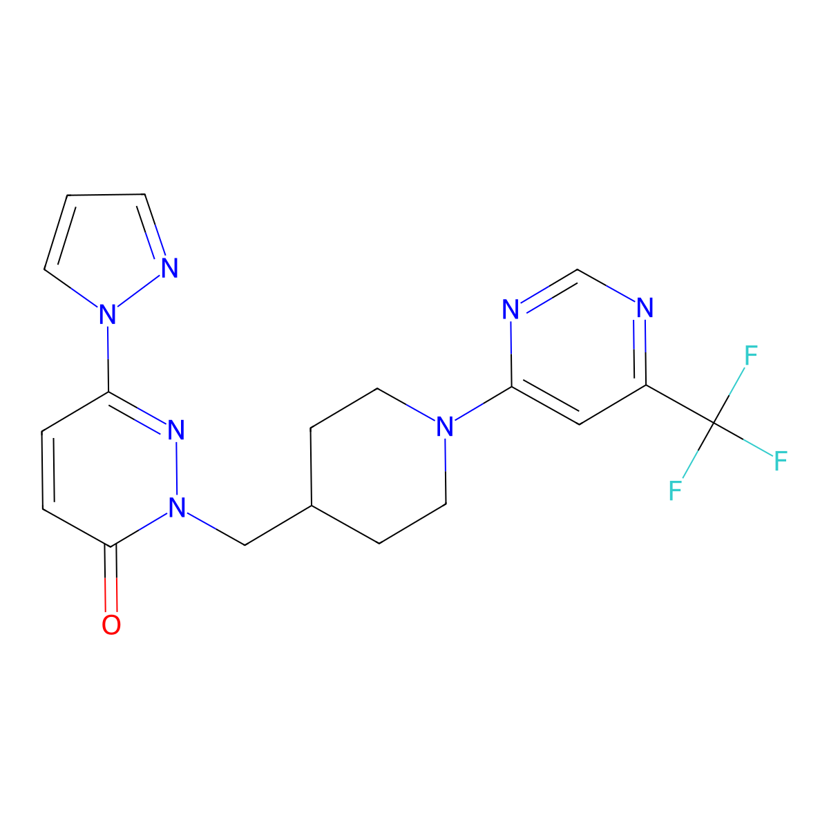 6-(1H-pyrazol-1-yl)-2-({1-[6-(trifluoromethyl)pyrimidin-4-yl]piperidin-4-yl}methyl)-2,3-dihydropyridazin-3-one molecular structure, CAS 2097895-42-4