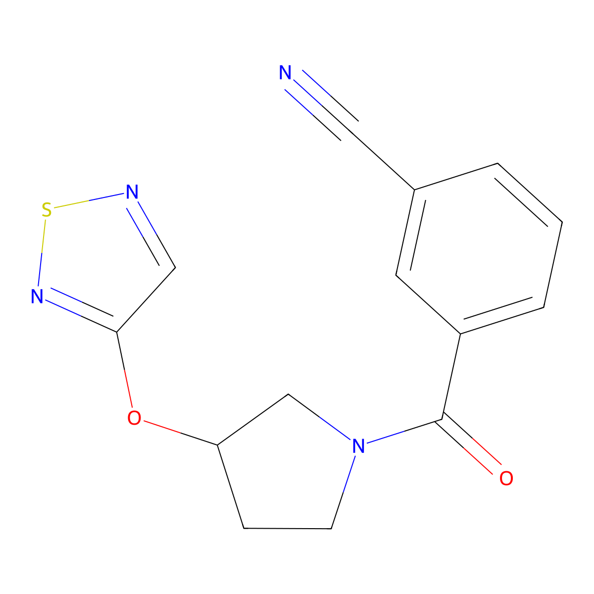 3-[3-(1,2,5-Thiadiazol-3-yloxy)pyrrolidine-1-carbonyl]benzonitrile molecular structure, CAS 2097895-43-5