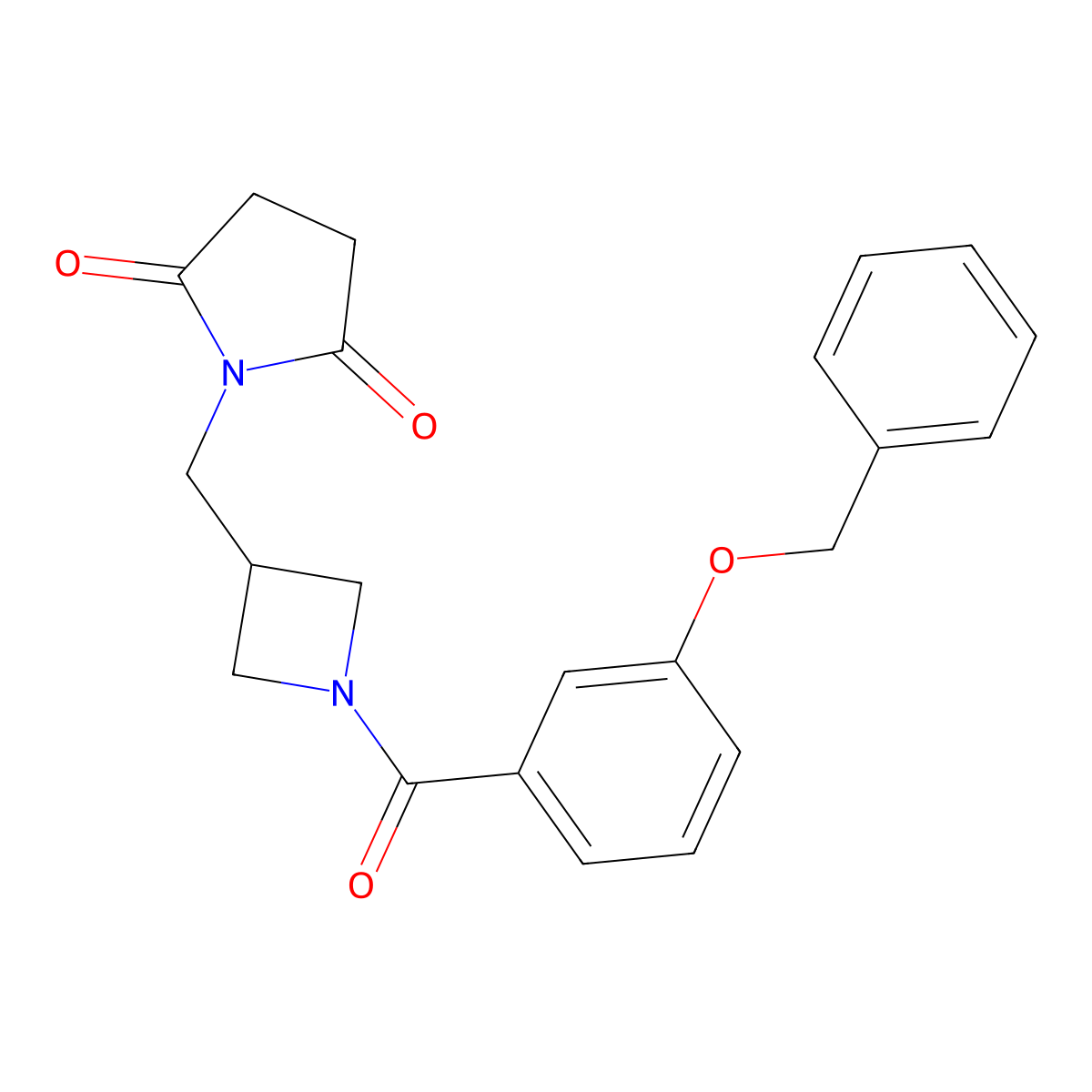 1-({1-[3-(Benzyloxy)benzoyl]azetidin-3-yl}methyl)pyrrolidine-2,5-dione molecular structure, CAS 2097895-50-4
