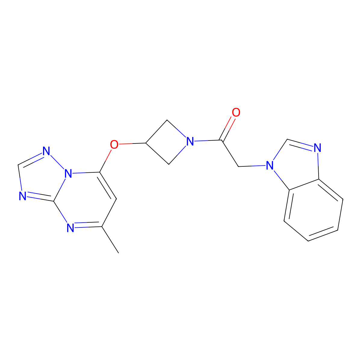 2-(1H-1,3-benzodiazol-1-yl)-1-[3-({5-methyl-[1,2,4]triazolo[1,5-a]pyrimidin-7-yl}oxy)azetidin-1-yl]ethan-1-one molecular structure, CAS 2097895-53-7