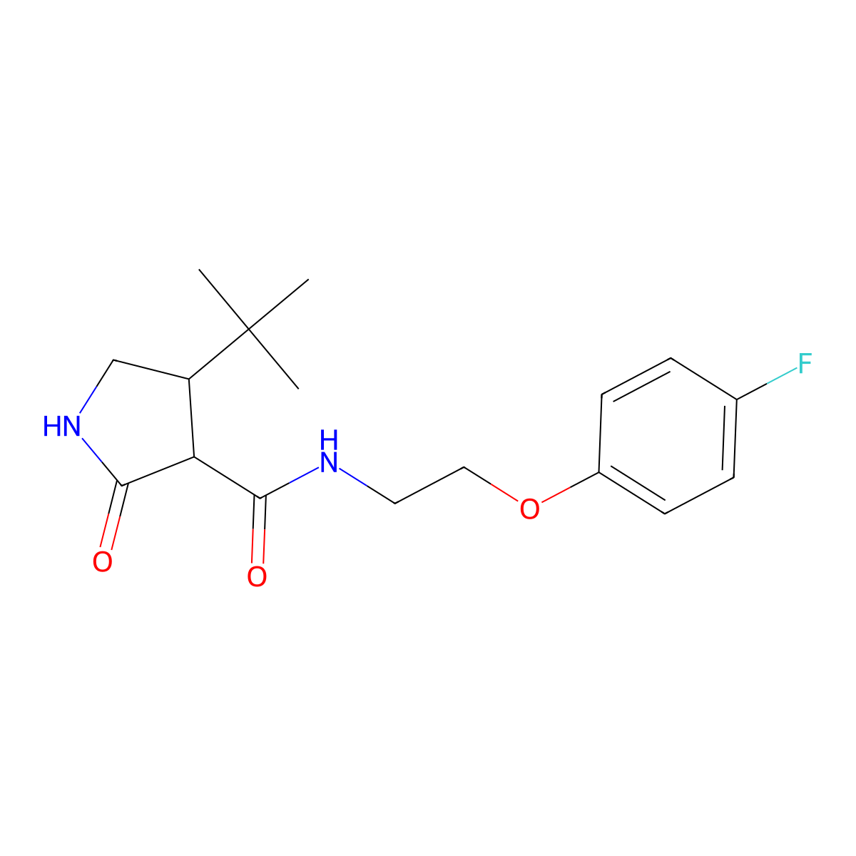 4-tert-butyl-N-[2-(4-fluorophenoxy)ethyl]-2-oxopyrrolidine-3-carboxamide molecular structure, CAS 2097895-56-0