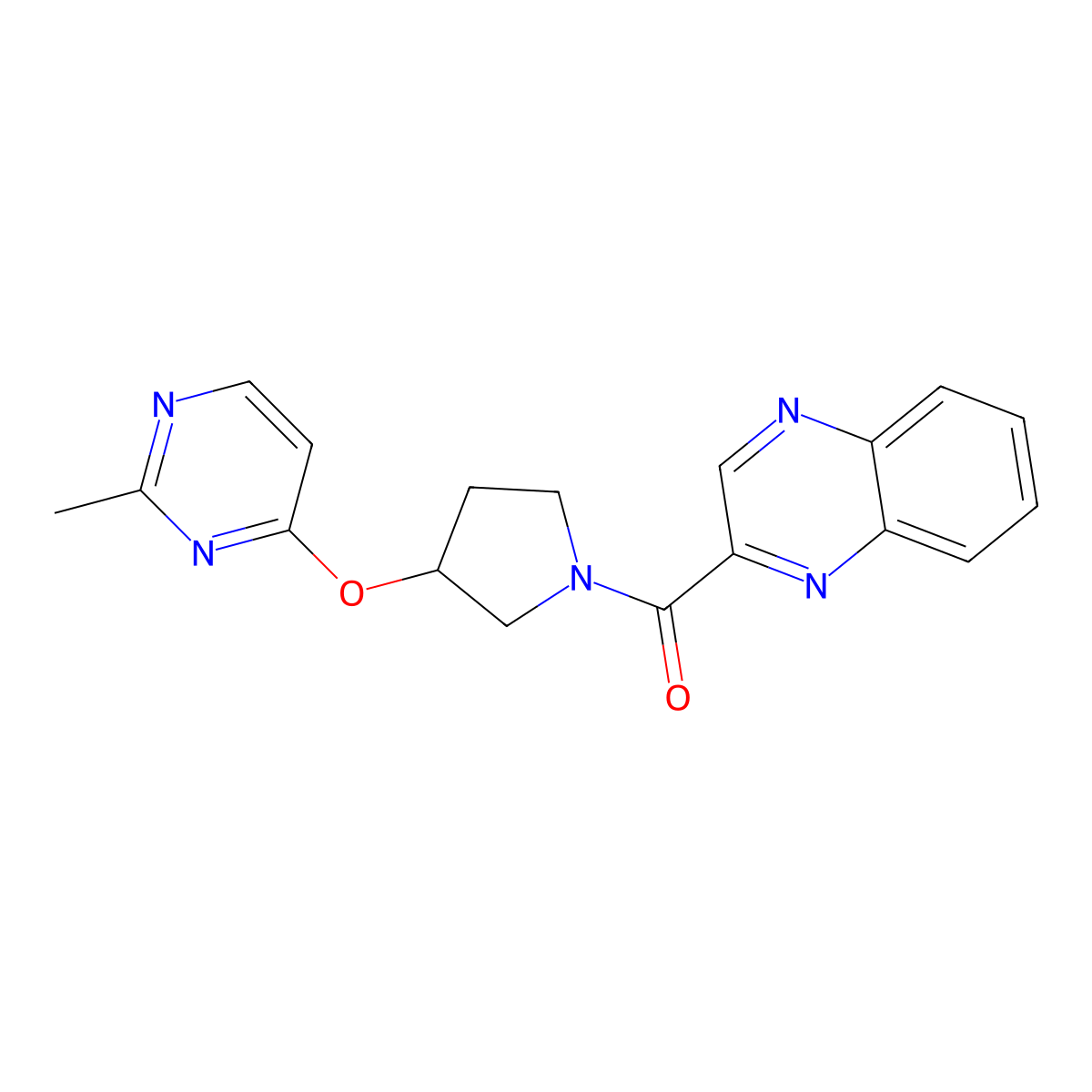 2-{3-[(2-Methylpyrimidin-4-yl)oxy]pyrrolidine-1-carbonyl}quinoxaline molecular structure, CAS 2097895-58-2
