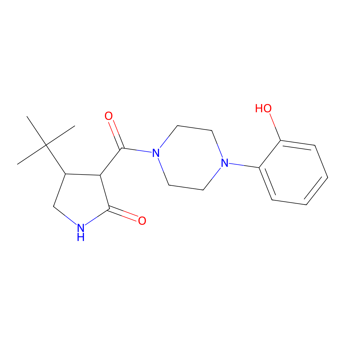 4-Tert-butyl-3-[4-(2-hydroxyphenyl)piperazine-1-carbonyl]pyrrolidin-2-one molecular structure, CAS 2097895-59-3