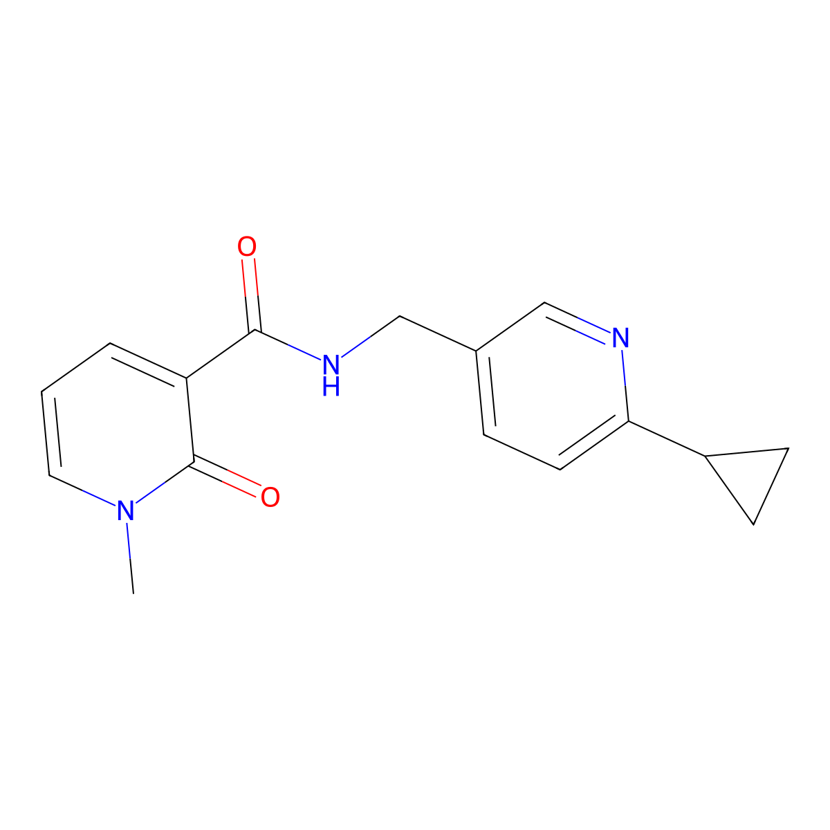 N-[(6-cyclopropylpyridin-3-yl)methyl]-1-methyl-2-oxo-1,2-dihydropyridine-3-carboxamide molecular structure, CAS 2097895-65-1
