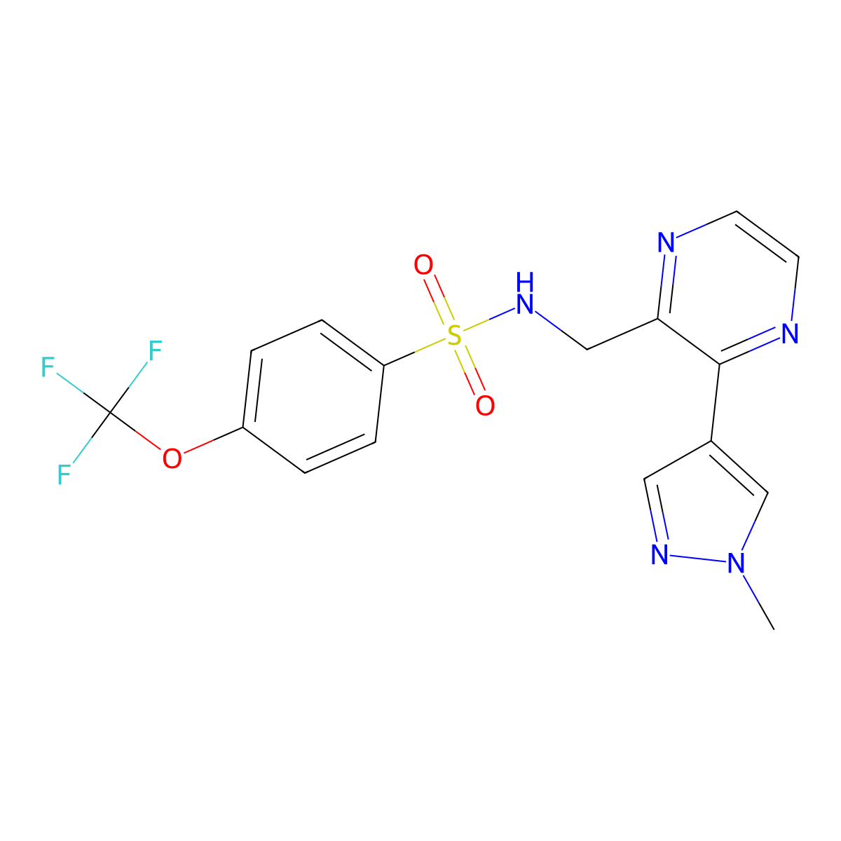 N-{[3-(1-methyl-1H-pyrazol-4-yl)pyrazin-2-yl]methyl}-4-(trifluoromethoxy)benzene-1-sulfonamide molecular structure, CAS 2097895-76-4