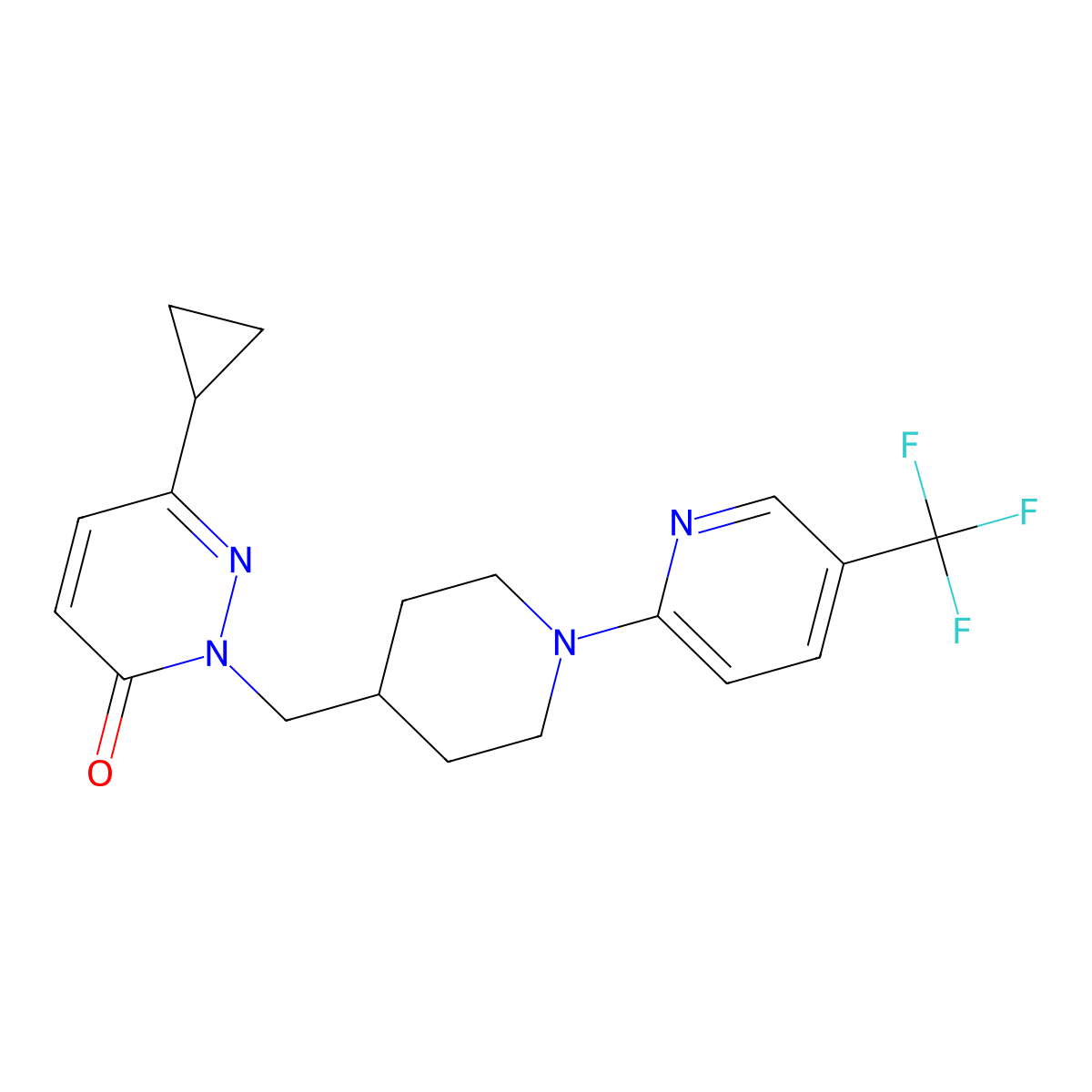 6-Cyclopropyl-2-({1-[5-(trifluoromethyl)pyridin-2-yl]piperidin-4-yl}methyl)-2,3-dihydropyridazin-3-one molecular structure, CAS 2097895-80-0