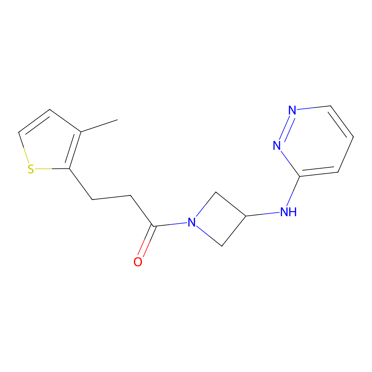 3-(3-Methylthiophen-2-yl)-1-{3-[(pyridazin-3-yl)amino]azetidin-1-yl}propan-1-one molecular structure, CAS 2097895-93-5