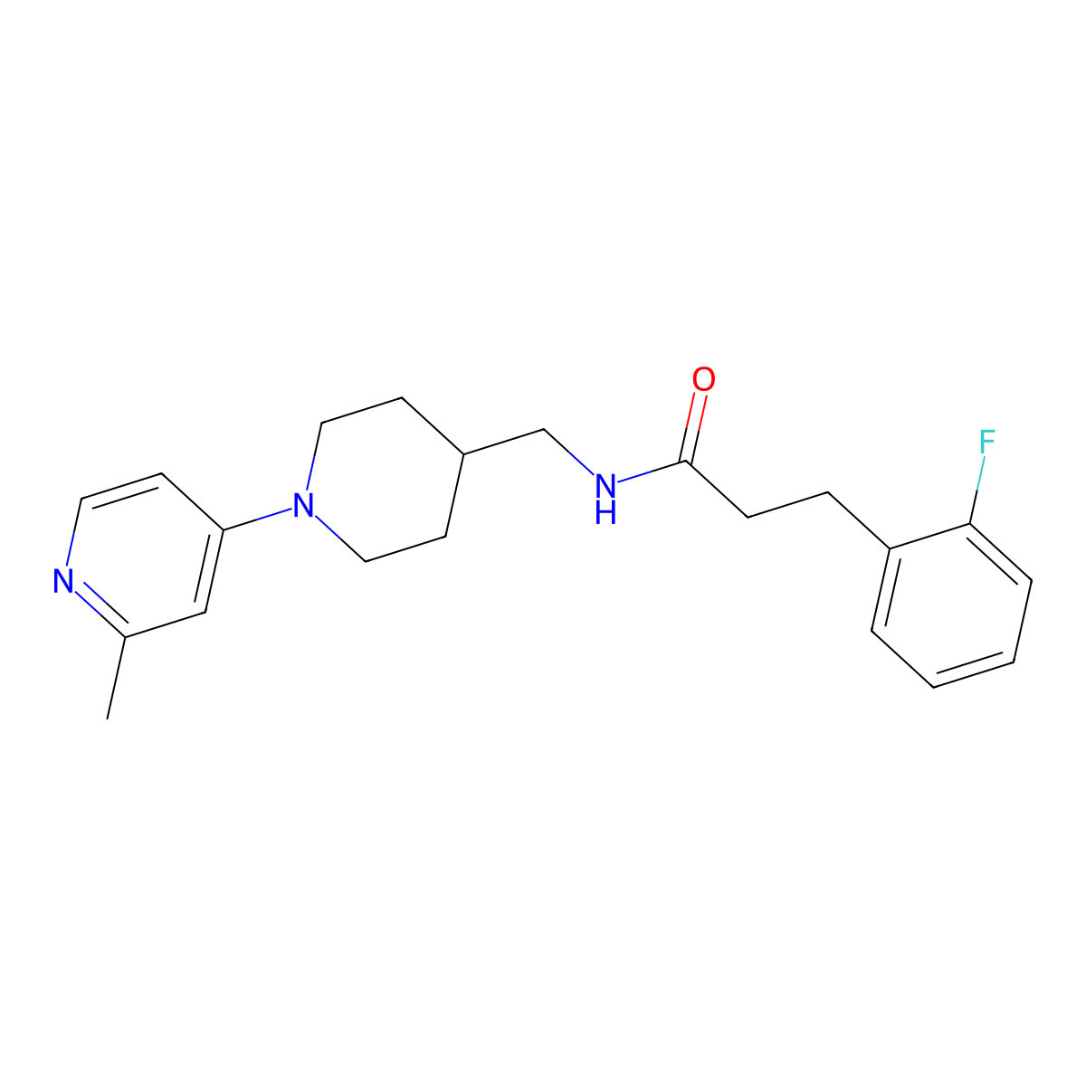 3-(2-fluorophenyl)-N-{[1-(2-methylpyridin-4-yl)piperidin-4-yl]methyl}propanamide molecular structure, CAS 2097895-94-6