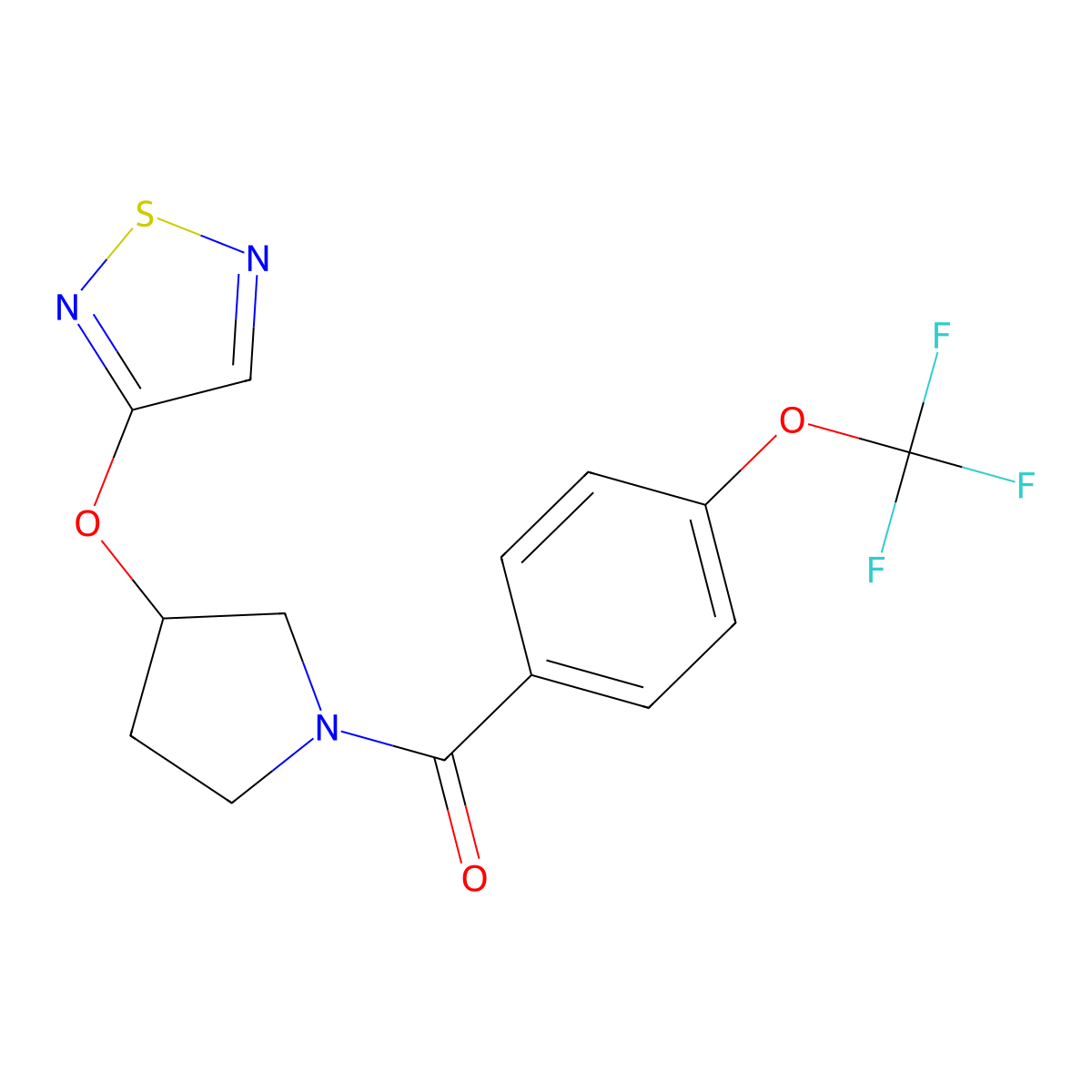 3-({1-[4-(Trifluoromethoxy)benzoyl]pyrrolidin-3-yl}oxy)-1,2,5-thiadiazole molecular structure, CAS 2097895-97-9