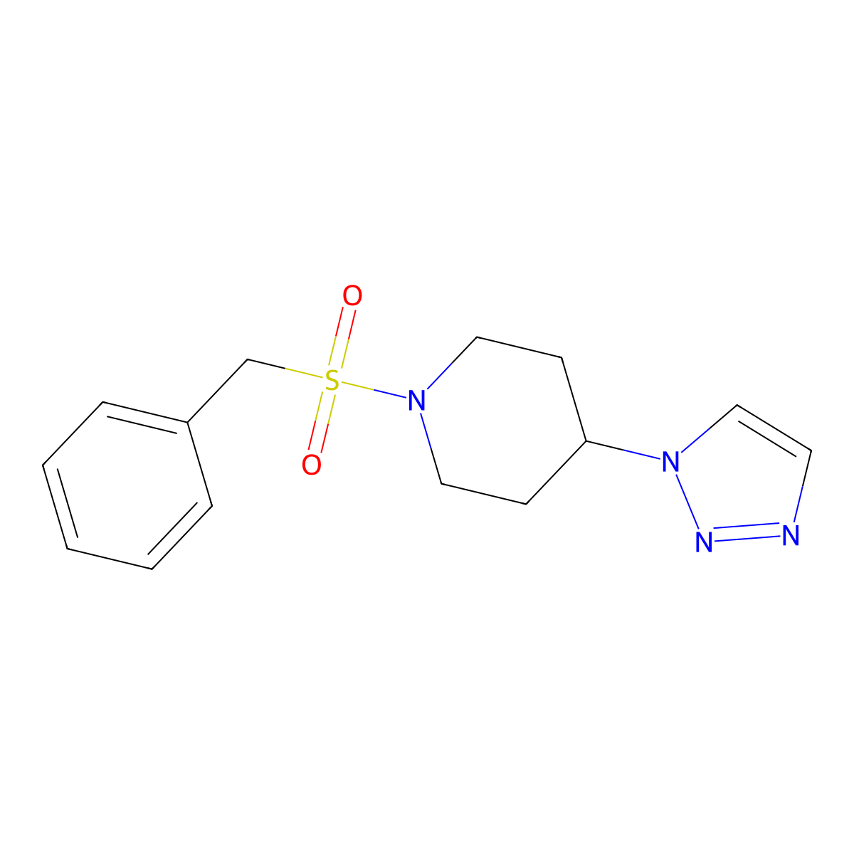 1-(benzylsulfonyl)-4-(1H-1,2,3-triazol-1-yl)piperidine molecular structure, CAS 2097896-00-7
