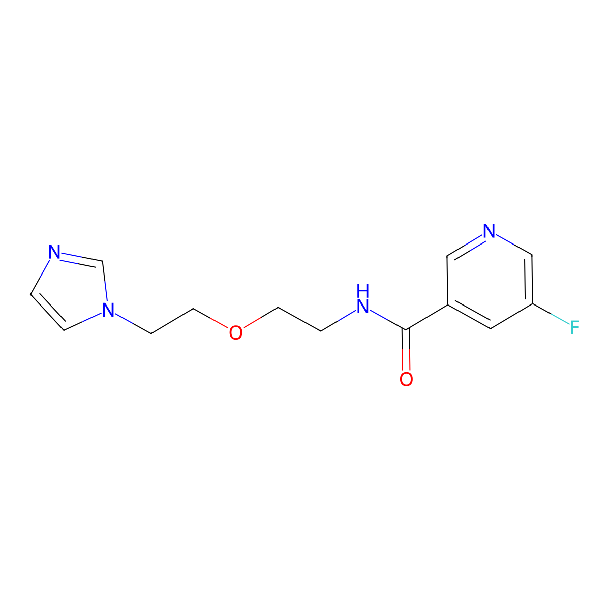 5-fluoro-N-{2-[2-(1H-imidazol-1-yl)ethoxy]ethyl}pyridine-3-carboxamide molecular structure, CAS 2097896-01-8