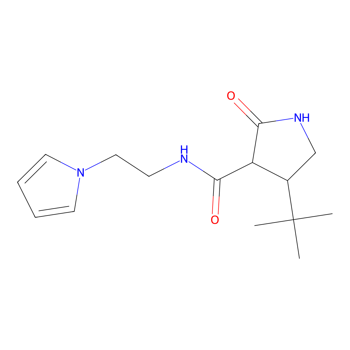 4-tert-butyl-2-oxo-N-[2-(1H-pyrrol-1-yl)ethyl]pyrrolidine-3-carboxamide molecular structure, CAS 2097896-04-1