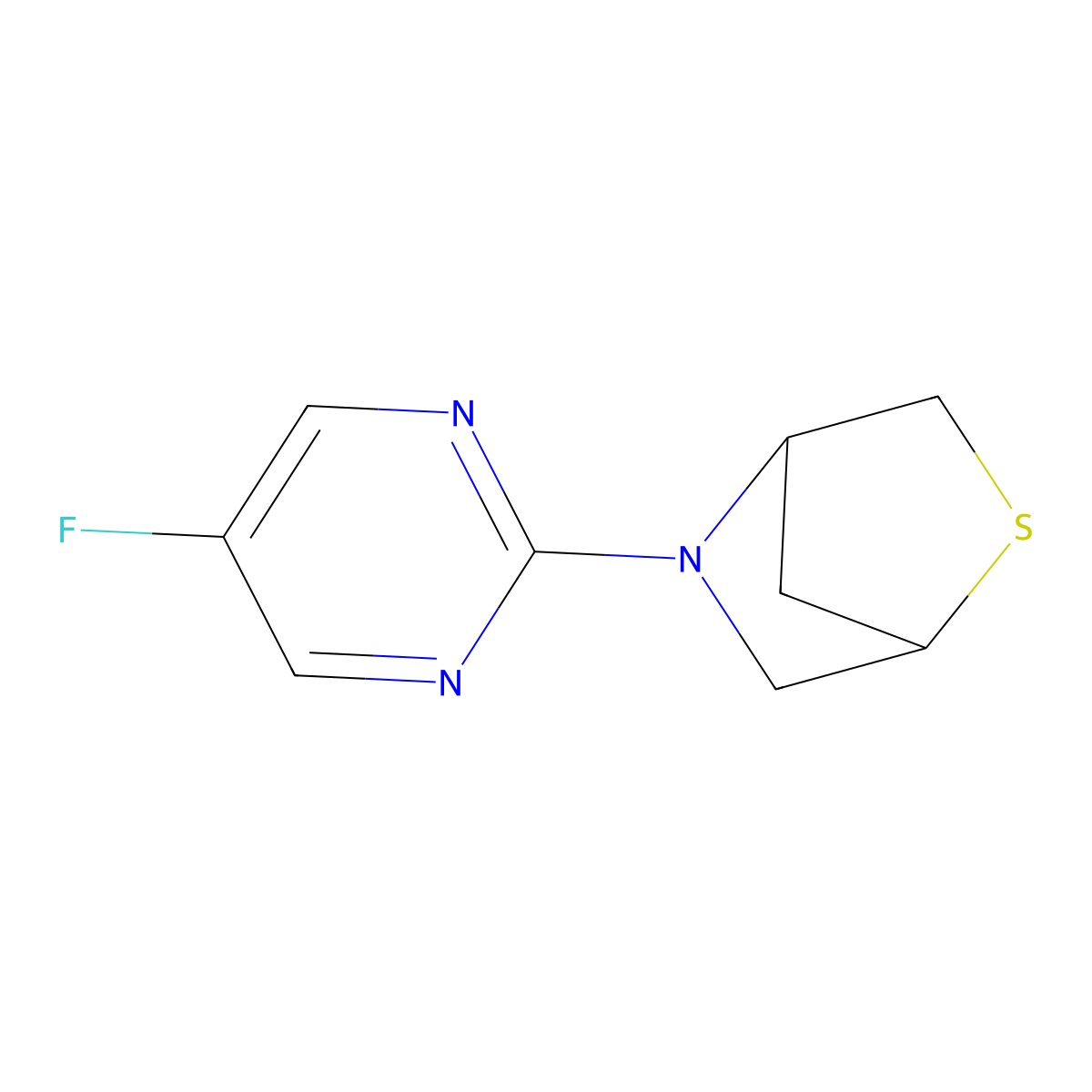 5-(5-Fluoropyrimidin-2-yl)-2-thia-5-azabicyclo[2.2.1]heptane molecular structure, CAS 2097896-06-3