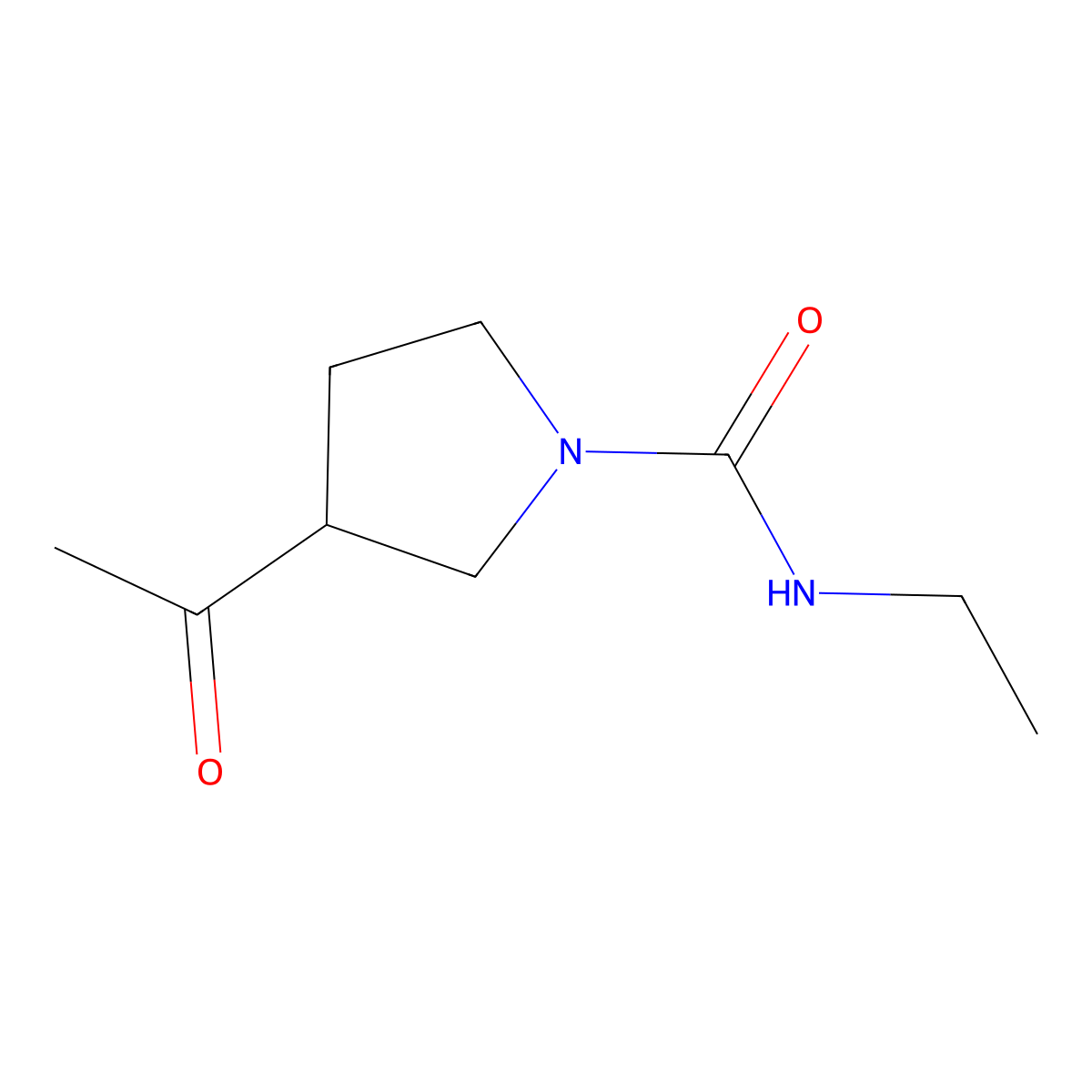 3-acetyl-N-ethylpyrrolidine-1-carboxamide molecular structure, CAS 2097896-10-9