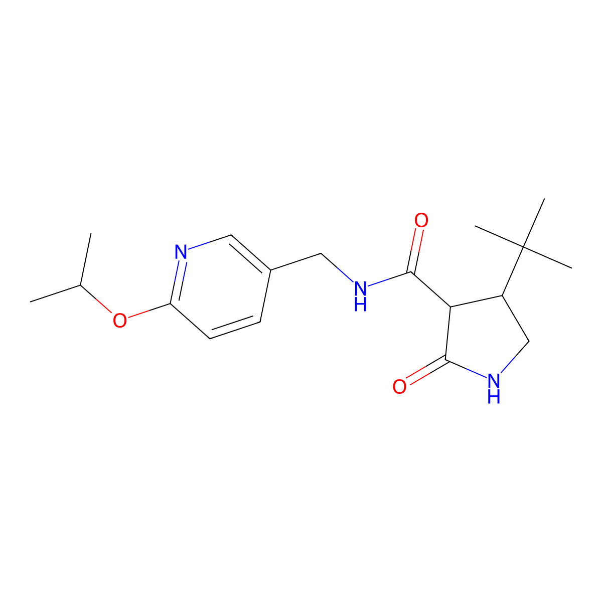 4-tert-butyl-2-oxo-N-{[6-(propan-2-yloxy)pyridin-3-yl]methyl}pyrrolidine-3-carboxamide molecular structure, CAS 2097896-11-0