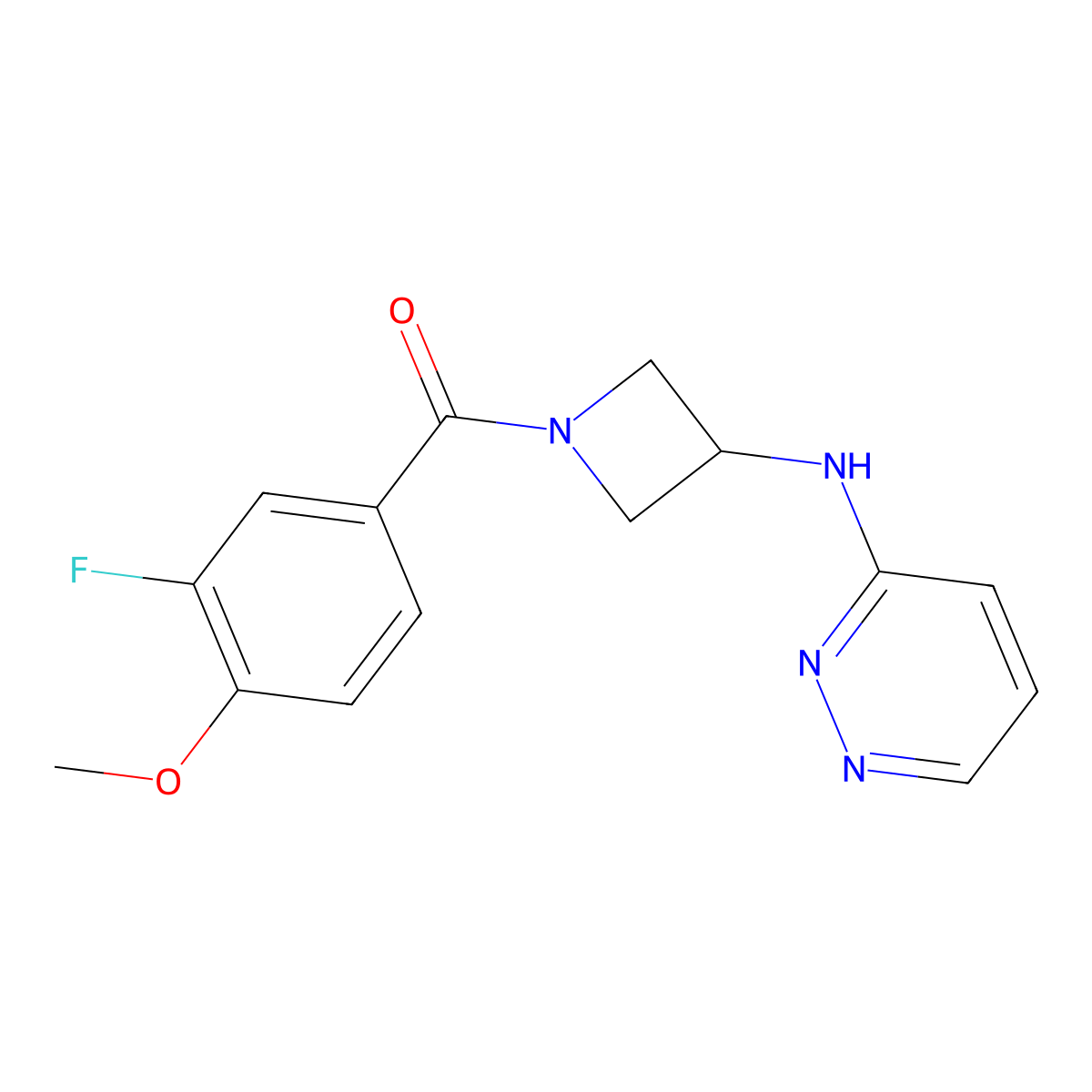 N-[1-(3-fluoro-4-methoxybenzoyl)azetidin-3-yl]pyridazin-3-amine molecular structure, CAS 2097896-12-1