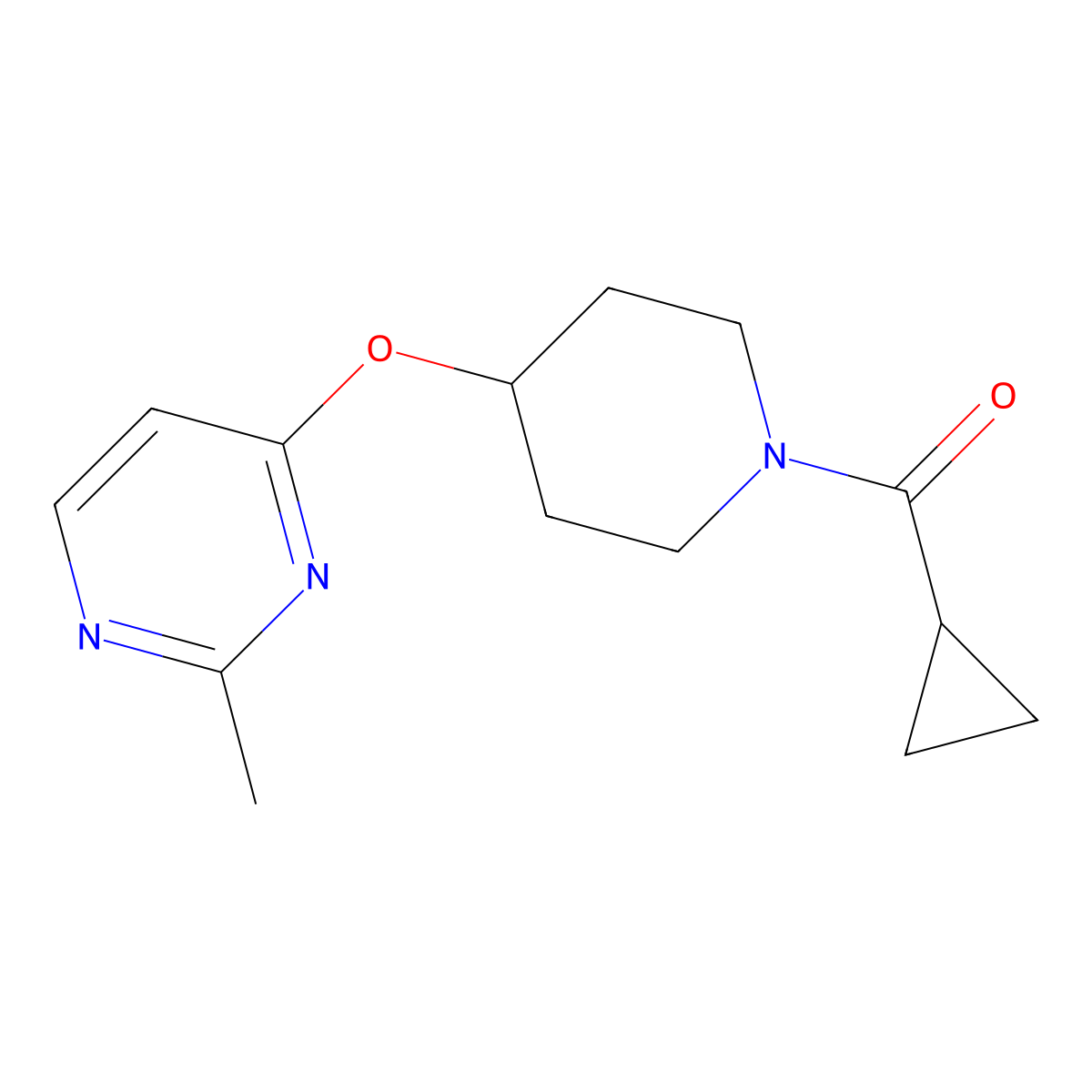 Cyclopropyl(4-((2-methylpyrimidin-4-yl)oxy)piperidin-1-yl)methanone molecular structure, CAS 2097896-14-3