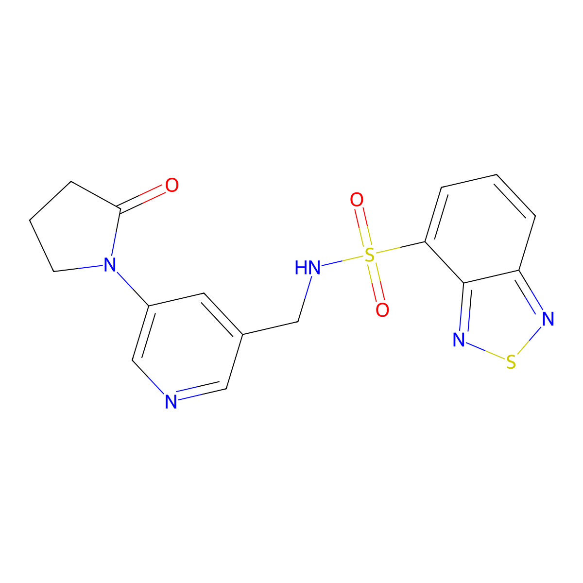 N-{[5-(2-oxopyrrolidin-1-yl)pyridin-3-yl]methyl}-2,1,3-benzothiadiazole-4-sulfonamide molecular structure, CAS 2097896-17-6
