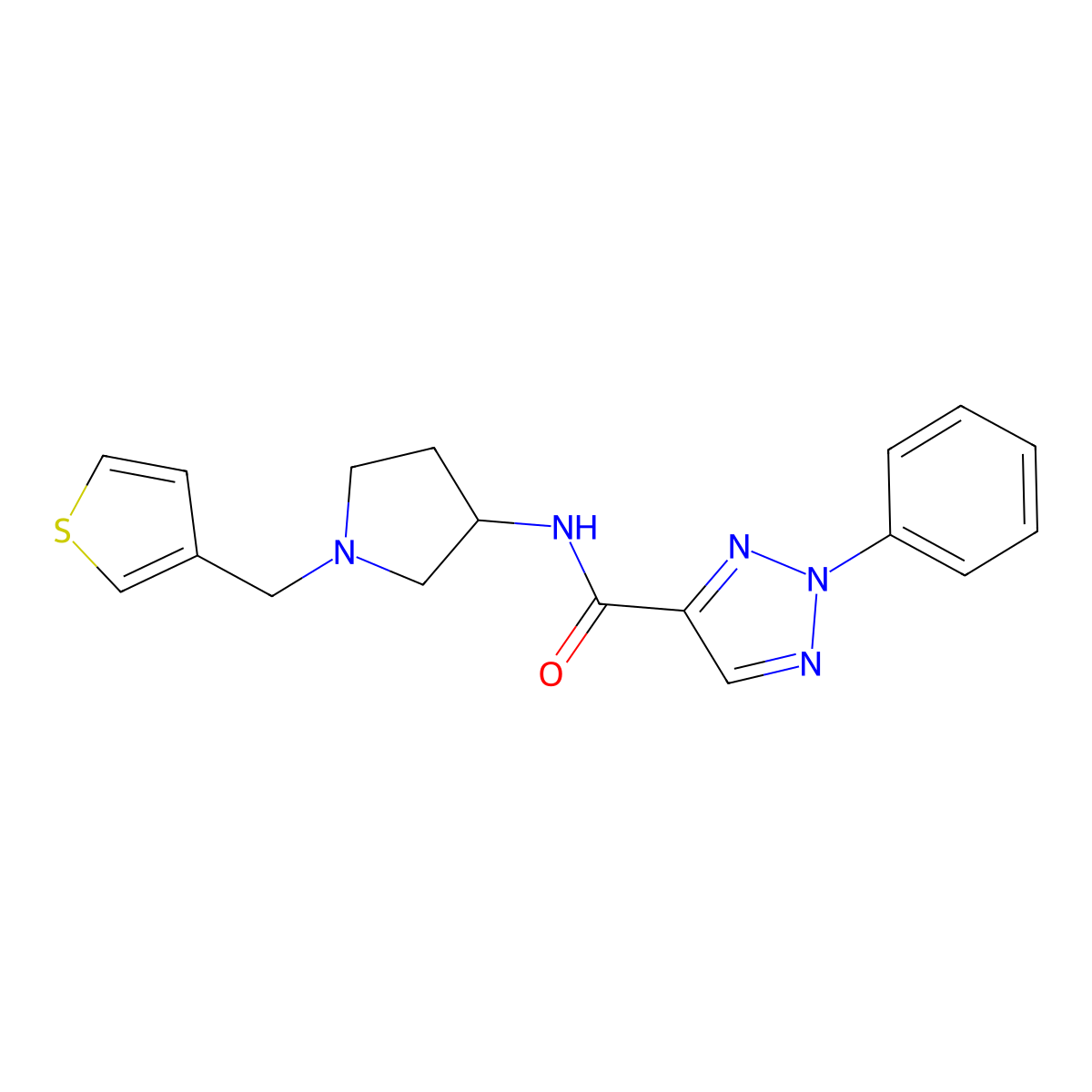 2-phenyl-N-{1-[(thiophen-3-yl)methyl]pyrrolidin-3-yl}-2H-1,2,3-triazole-4-carboxamide molecular structure, CAS 2097896-29-0