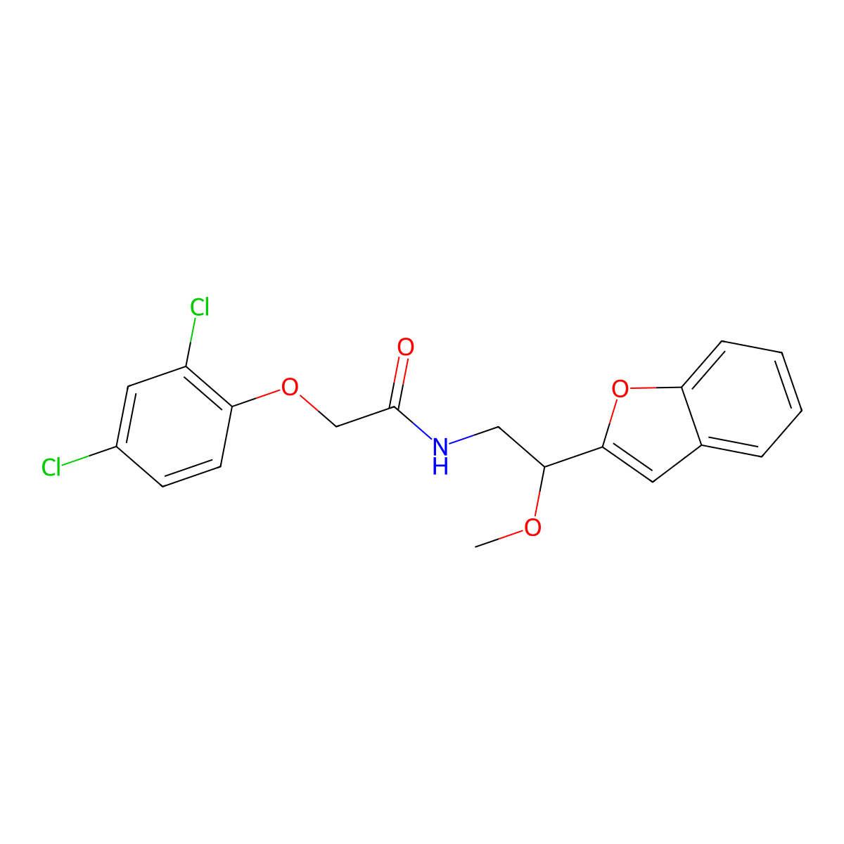 N-[2-(1-benzofuran-2-yl)-2-methoxyethyl]-2-(2,4-dichlorophenoxy)acetamide molecular structure, CAS 2097896-31-4
