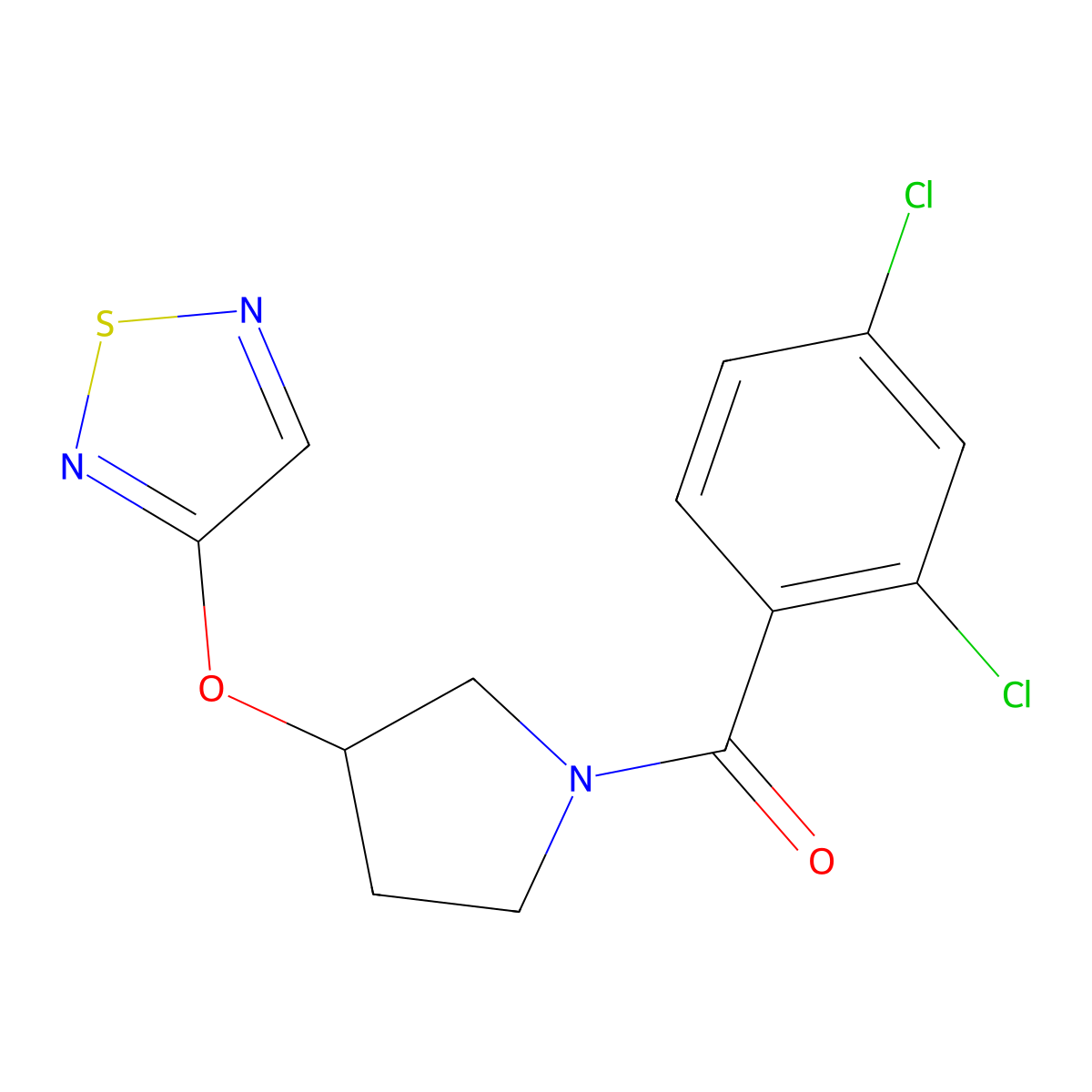 3-{[1-(2,4-Dichlorobenzoyl)pyrrolidin-3-yl]oxy}-1,2,5-thiadiazole molecular structure, CAS 2097896-34-7