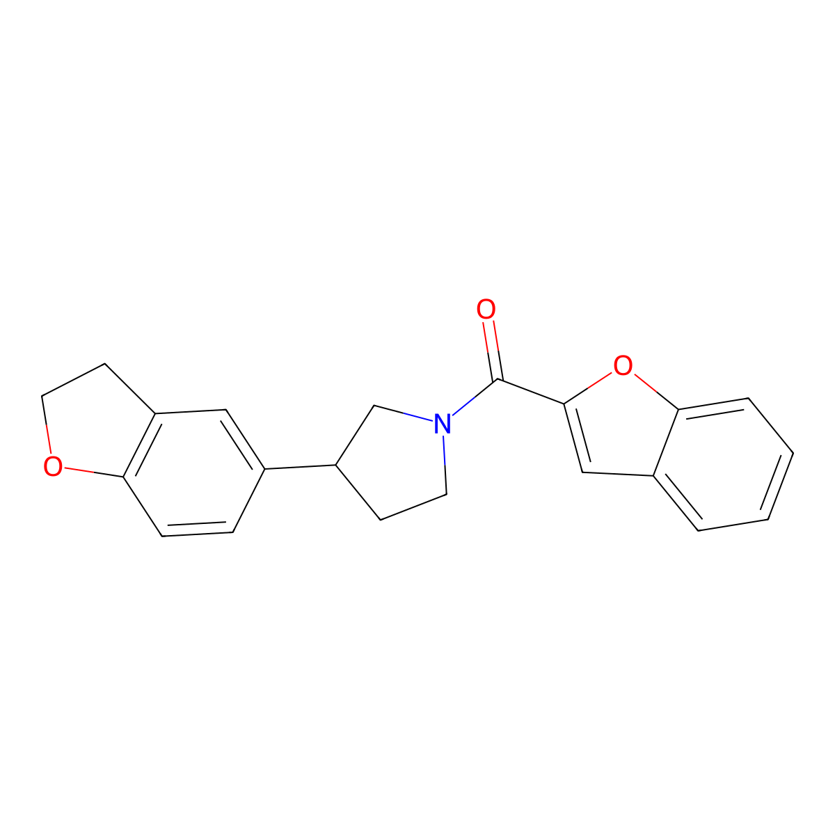 1-(1-Benzofuran-2-carbonyl)-3-(2,3-dihydro-1-benzofuran-5-yl)pyrrolidine molecular structure, CAS 2097896-45-0