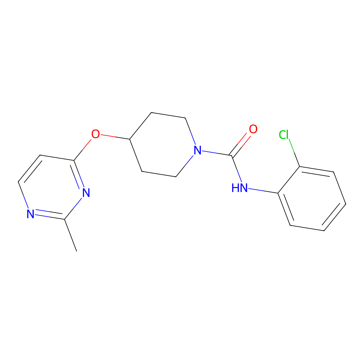 N-(2-chlorophenyl)-4-((2-methylpyrimidin-4-yl)oxy)piperidine-1-carboxamide molecular structure, CAS 2097896-46-1
