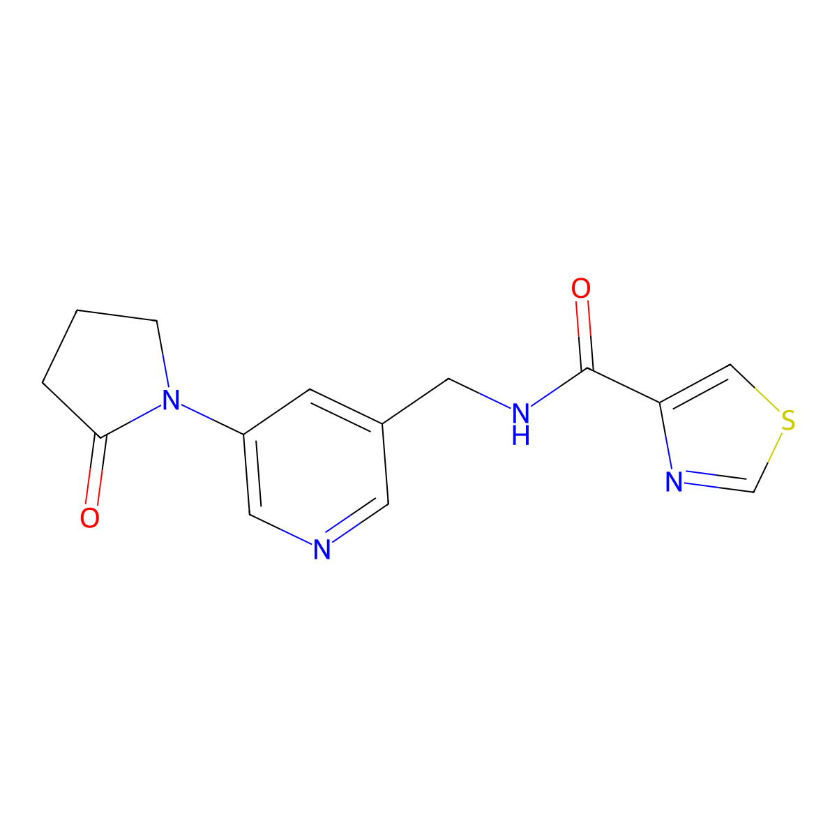 N-{[5-(2-oxopyrrolidin-1-yl)pyridin-3-yl]methyl}-1,3-thiazole-4-carboxamide molecular structure, CAS 2097896-58-5