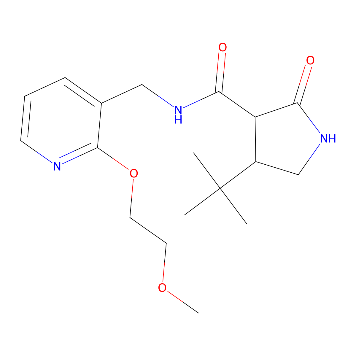 4-tert-butyl-N-{[2-(2-methoxyethoxy)pyridin-3-yl]methyl}-2-oxopyrrolidine-3-carboxamide molecular structure, CAS 2097896-60-9