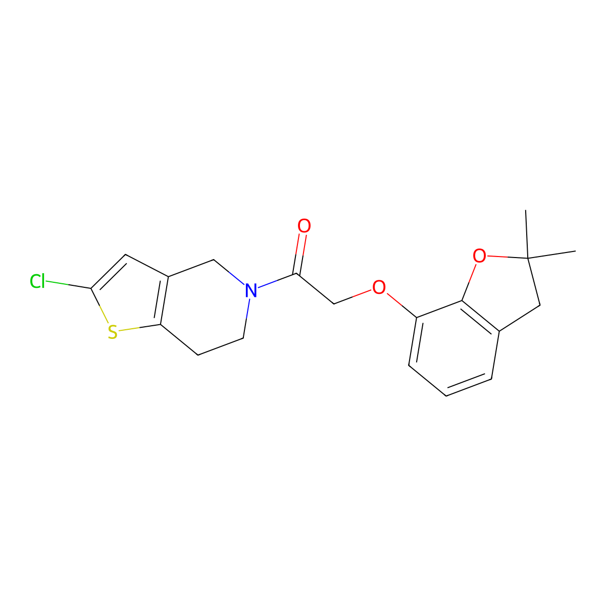 1-{2-chloro-4H,5H,6H,7H-thieno[3,2-c]pyridin-5-yl}-2-[(2,2-dimethyl-2,3-dihydro-1-benzofuran-7-yl)oxy]ethan-1-one molecular structure, CAS 2097896-61-0