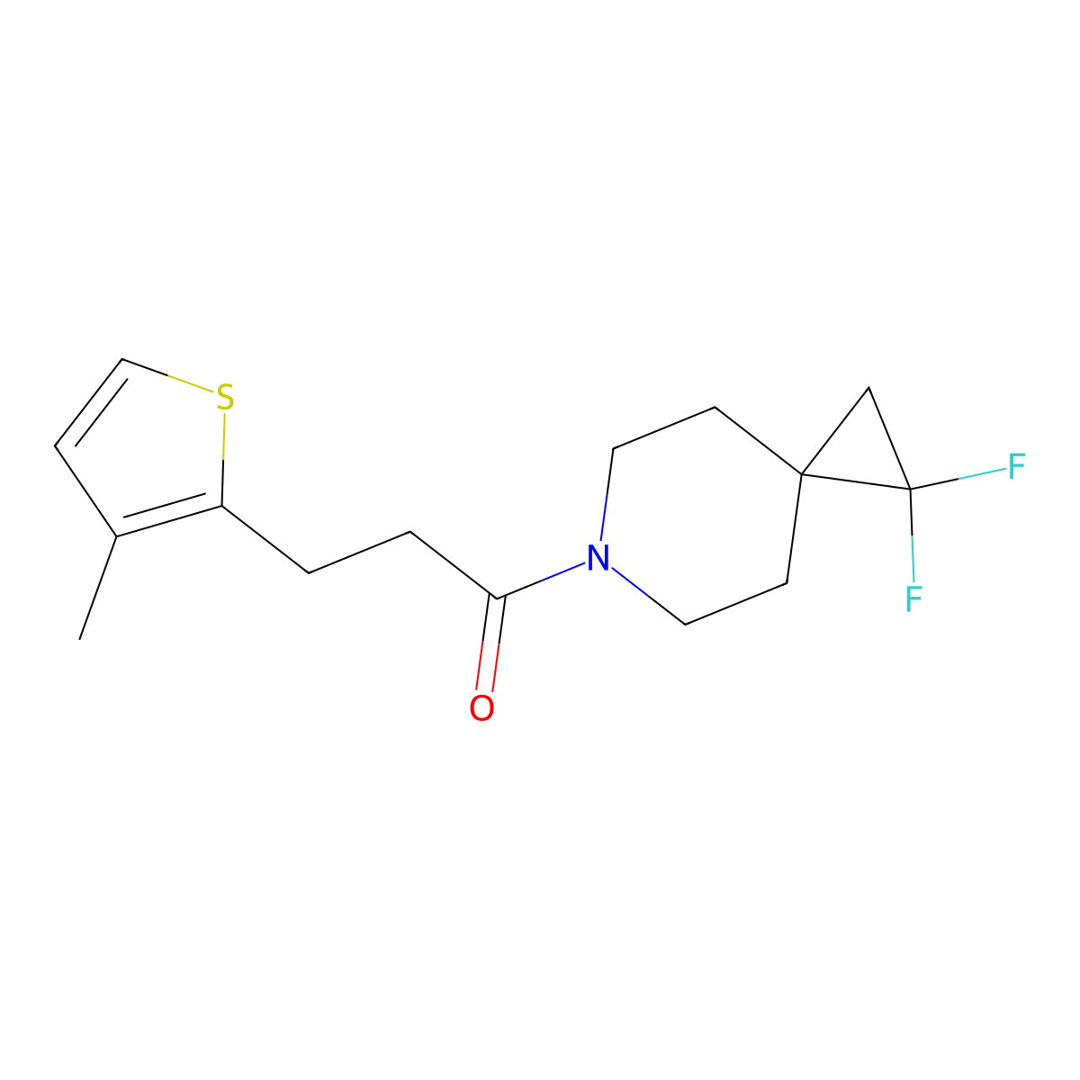 1-{1,1-Difluoro-6-azaspiro[2.5]octan-6-yl}-3-(3-methylthiophen-2-yl)propan-1-one molecular structure, CAS 2097896-68-7