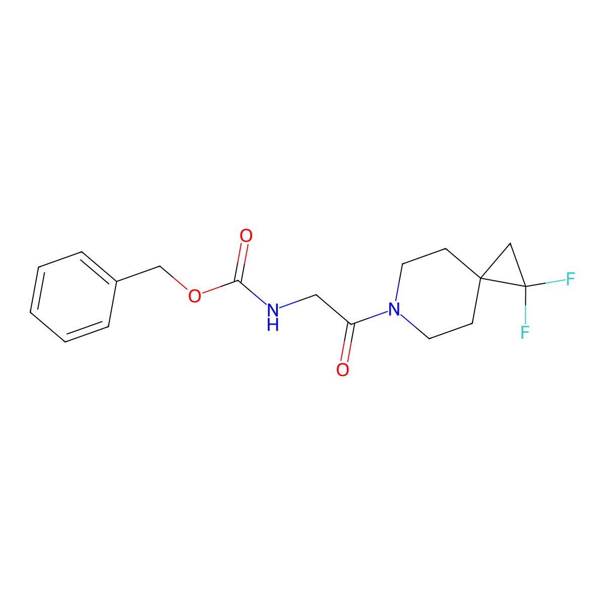 Benzyl (2-(1,1-difluoro-6-azaspiro[2.5]octan-6-yl)-2-oxoethyl)carbamate molecular structure, CAS 2097896-73-4