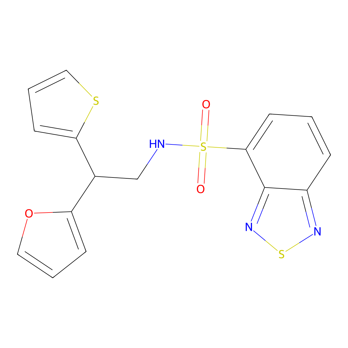 N-[2-(furan-2-yl)-2-(thiophen-2-yl)ethyl]-2,1,3-benzothiadiazole-4-sulfonamide molecular structure, CAS 2097896-74-5