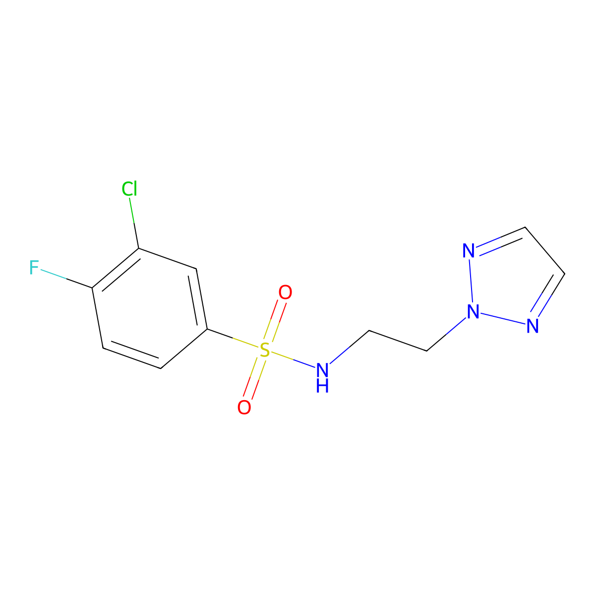N-(2-(2H-1,2,3-triazol-2-yl)ethyl)-3-chloro-4-fluorobenzenesulfonamide molecular structure, CAS 2097896-80-3