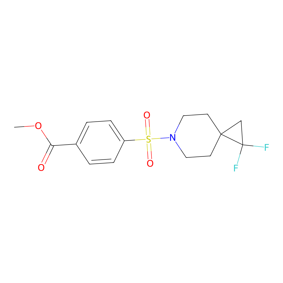 Methyl 4-({1,1-difluoro-6-azaspiro[2.5]octan-6-yl}sulfonyl)benzoate molecular structure, CAS 2097896-82-5