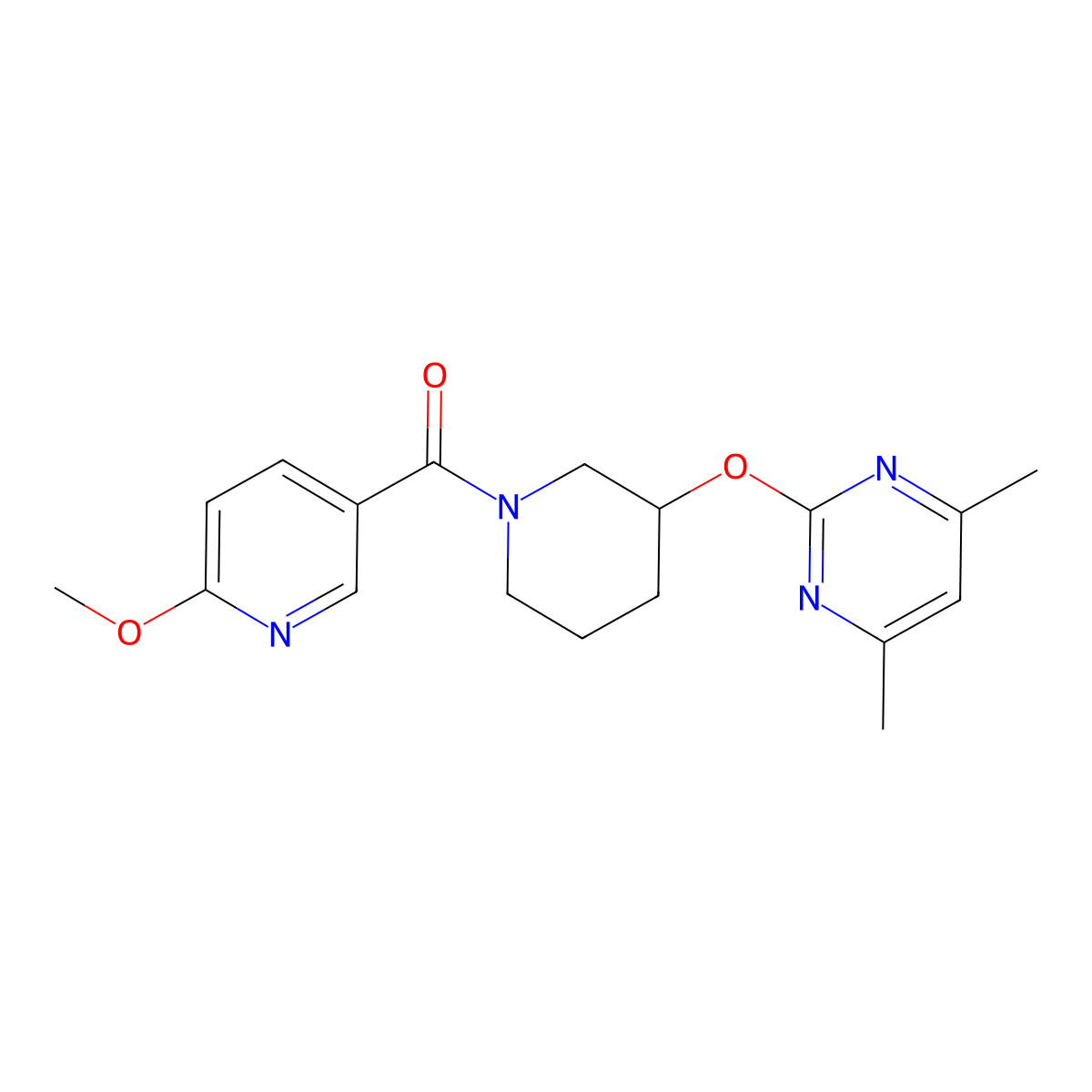 2-{[1-(6-Methoxypyridine-3-carbonyl)piperidin-3-yl]oxy}-4,6-dimethylpyrimidine molecular structure, CAS 2097896-85-8