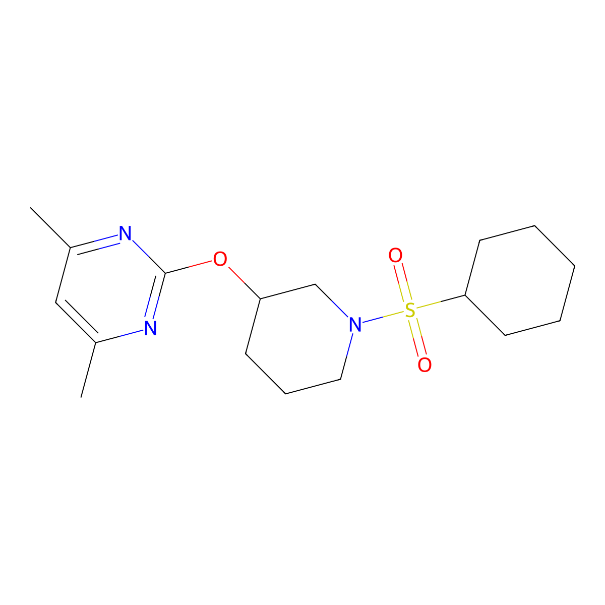 2-((1-(Cyclohexylsulfonyl)piperidin-3-yl)oxy)-4,6-dimethylpyrimidine molecular structure, CAS 2097896-88-1